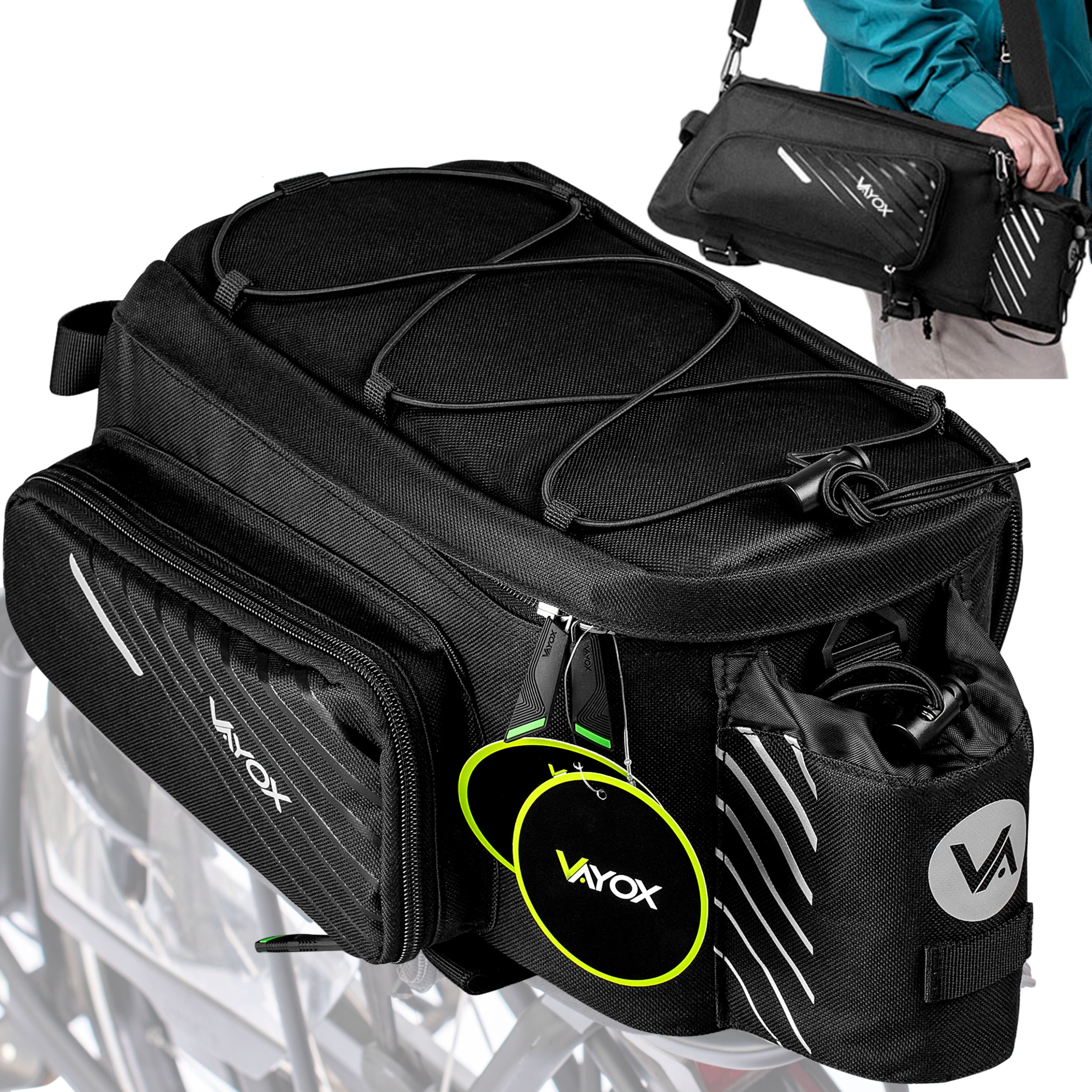 TORBA ROWEROWA SAKWA NA BAGAŻNIK TYLNA POJEMNA POKROWIEC WODOODPORNA VAYOX