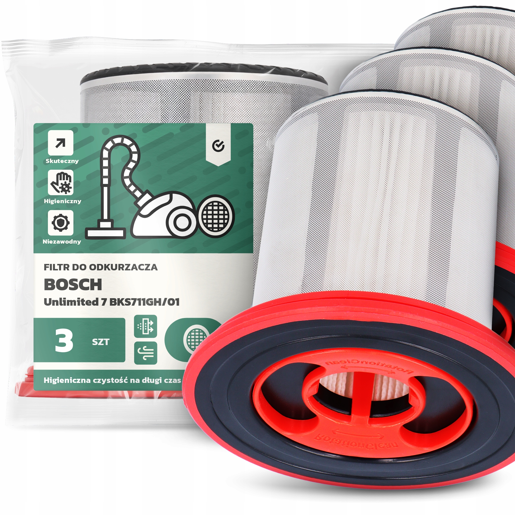 3x Vzduchový Filtr pro Vysavač Bosch Unlimited 7 BKS711GH/01 Hepa Em-w