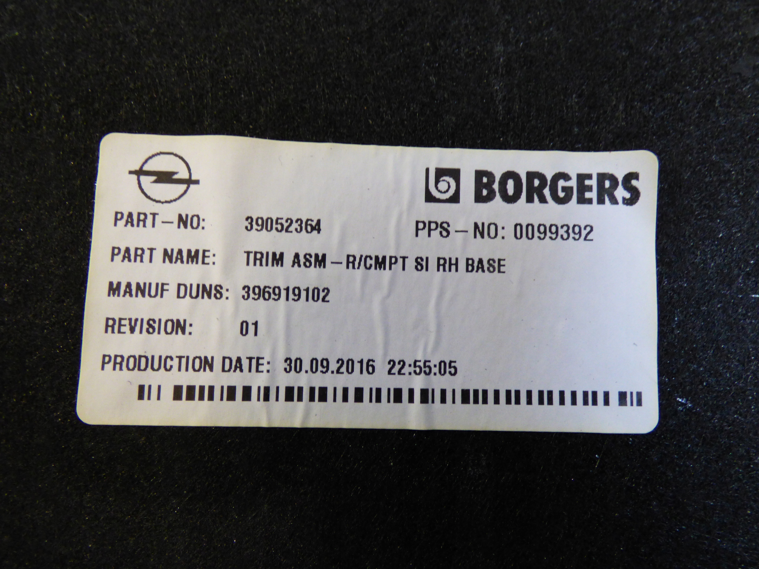 boot upholstery right left ASTRA K V kombi
