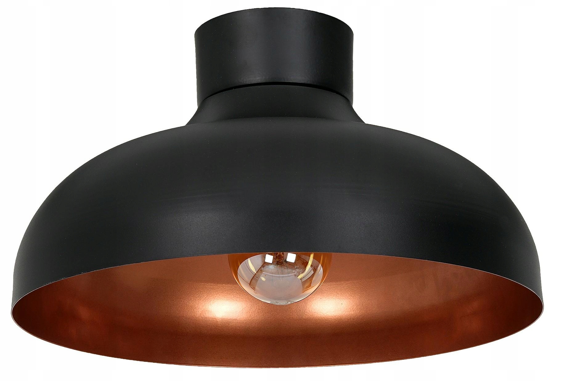 Stropní Svítidlo Basca Černá Měděná Kovová Stínidlo 1xE27 40cm Loft