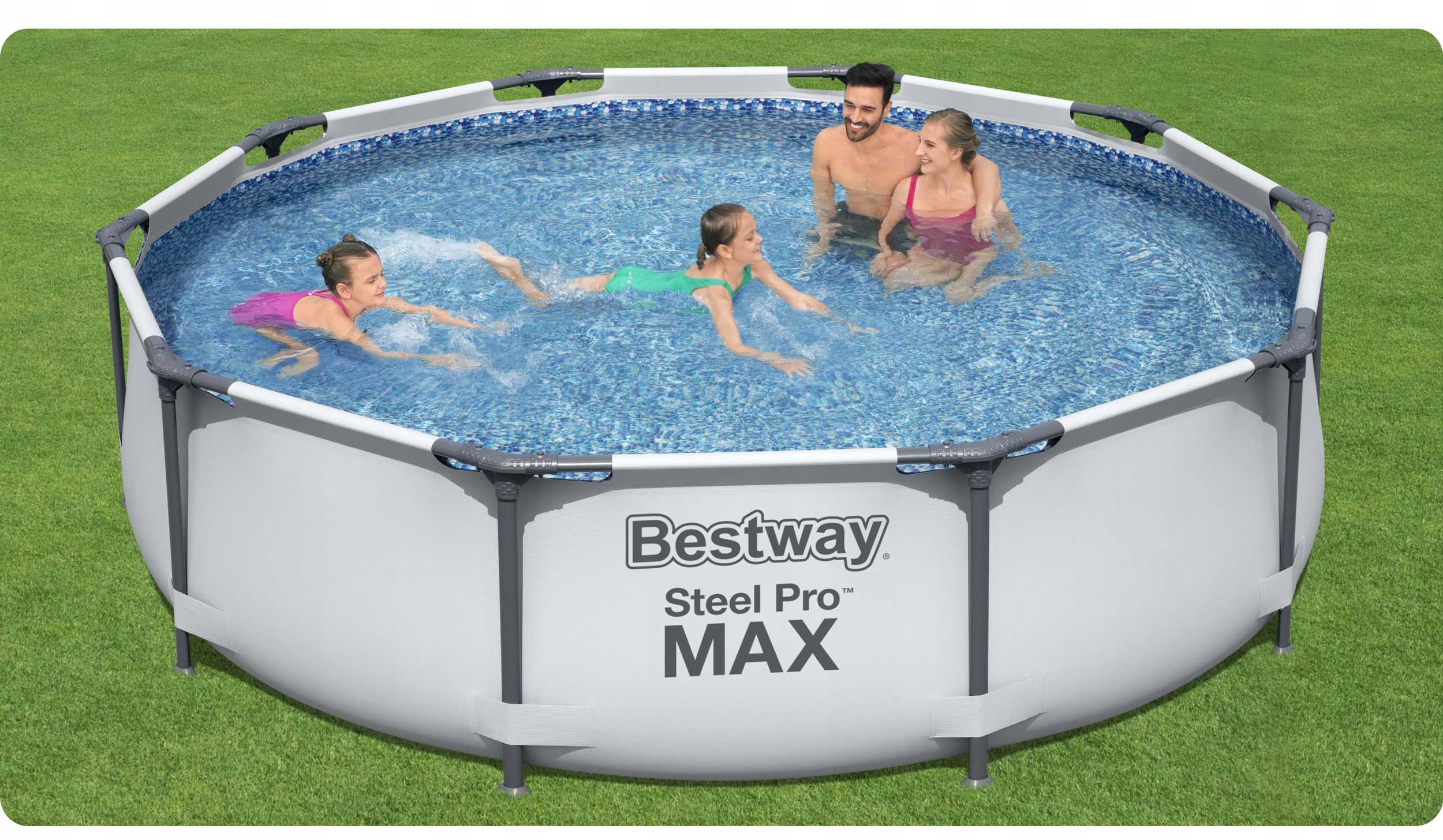 BASEN OGRODOWY STELAŻOWY 305x76cm BESTWAY 17W1 MAX Długość 305 cm