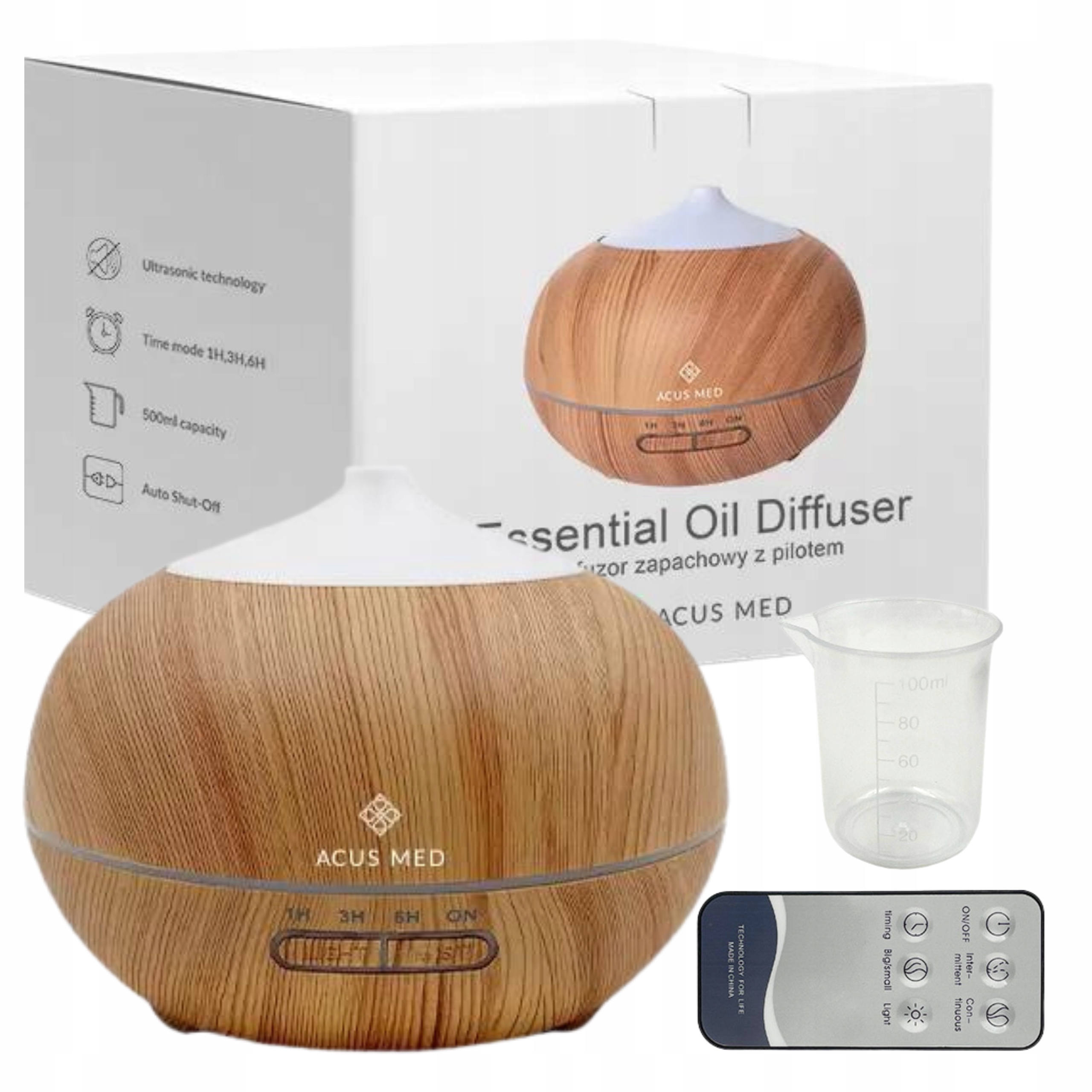 Nawilżacz Powietrza Dyfuzor Ultradźwiękowy Pro Bambusowy 30ML/H 0,5L