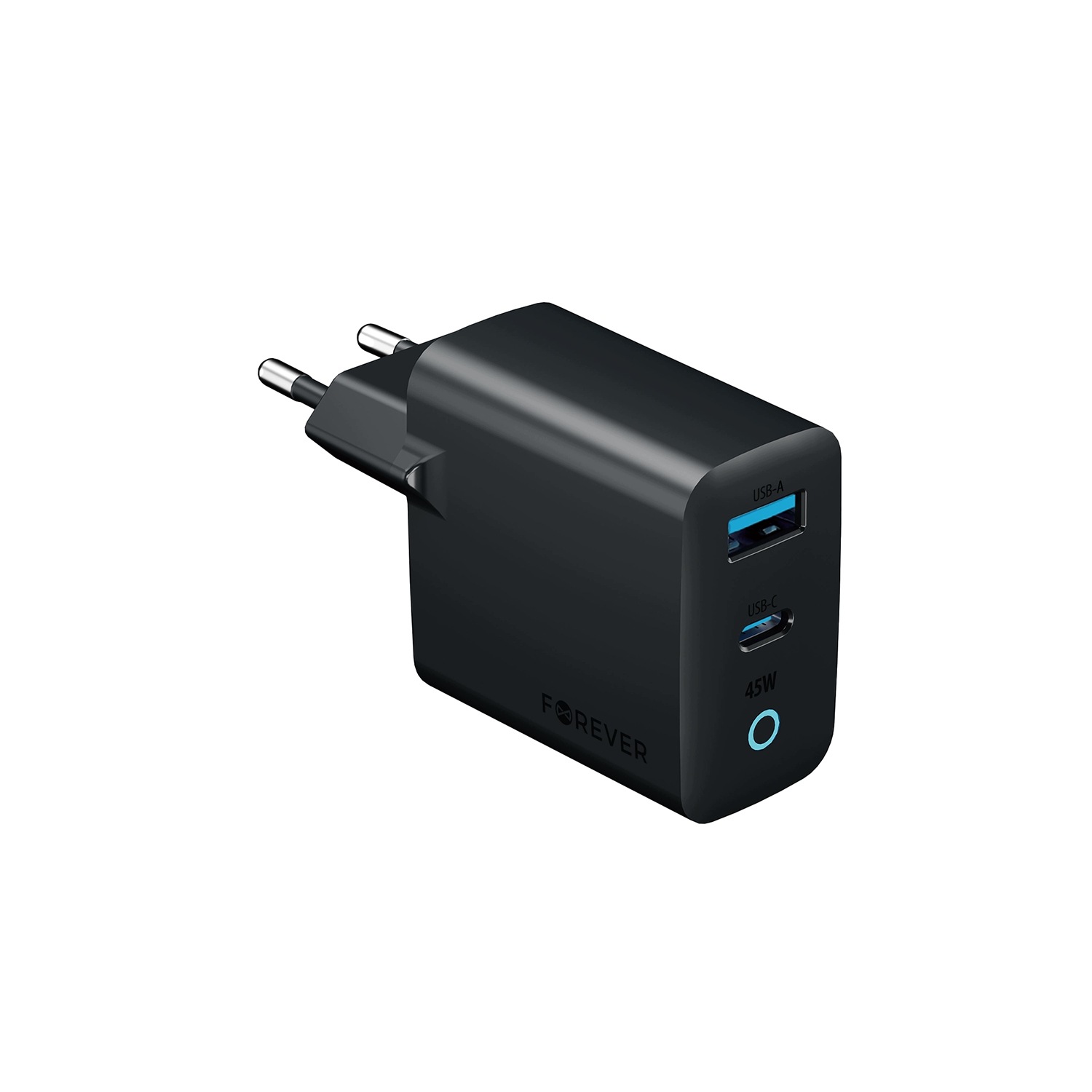 Forever ładowarka sieciowa GaN Pd Vibe- TC45AC 1x Usb- C 1x Usb 45W szara