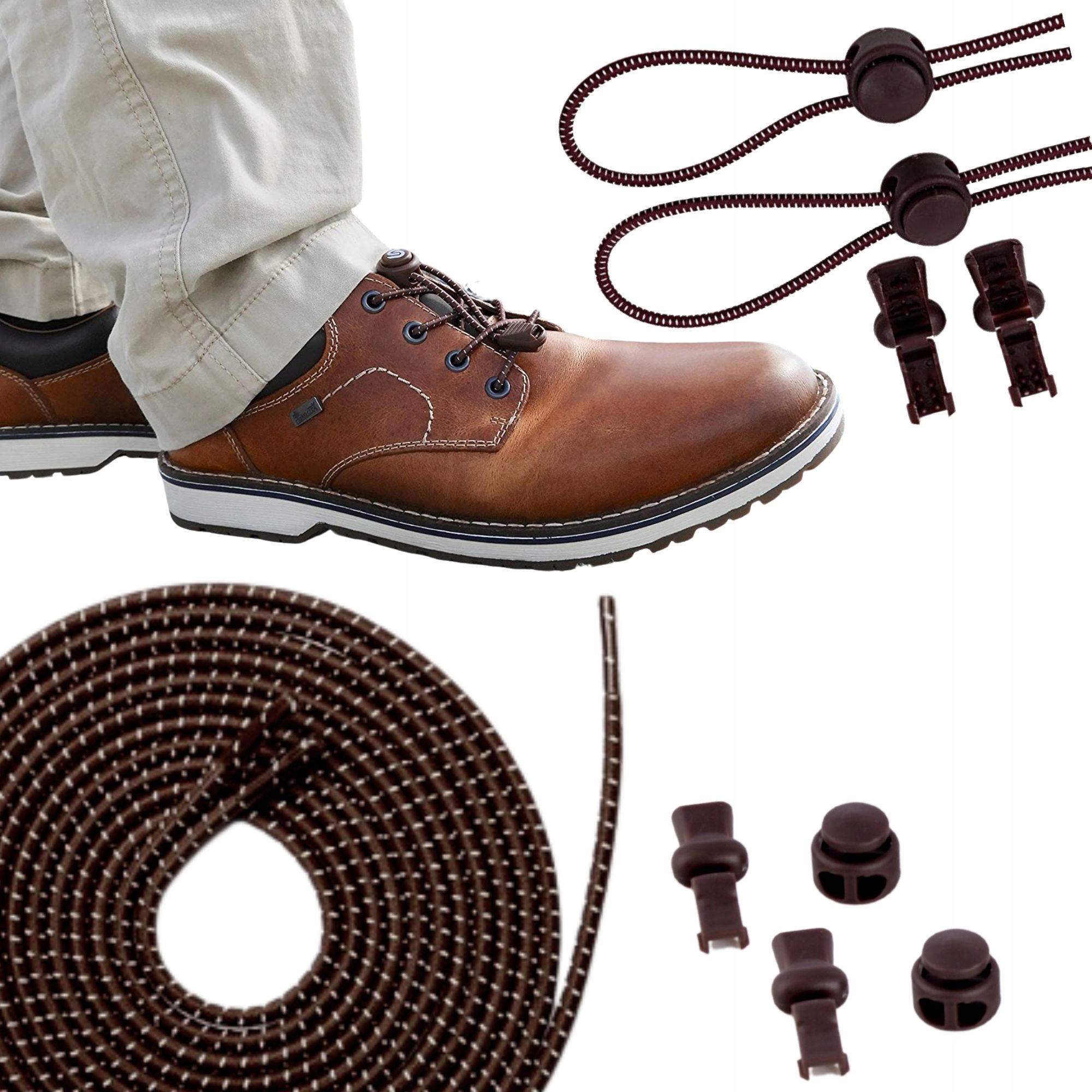 ELASTYCZNE SZNURÓWKI BEZ WIĄZANIA 100CM ZACISKOWE Model fit1114