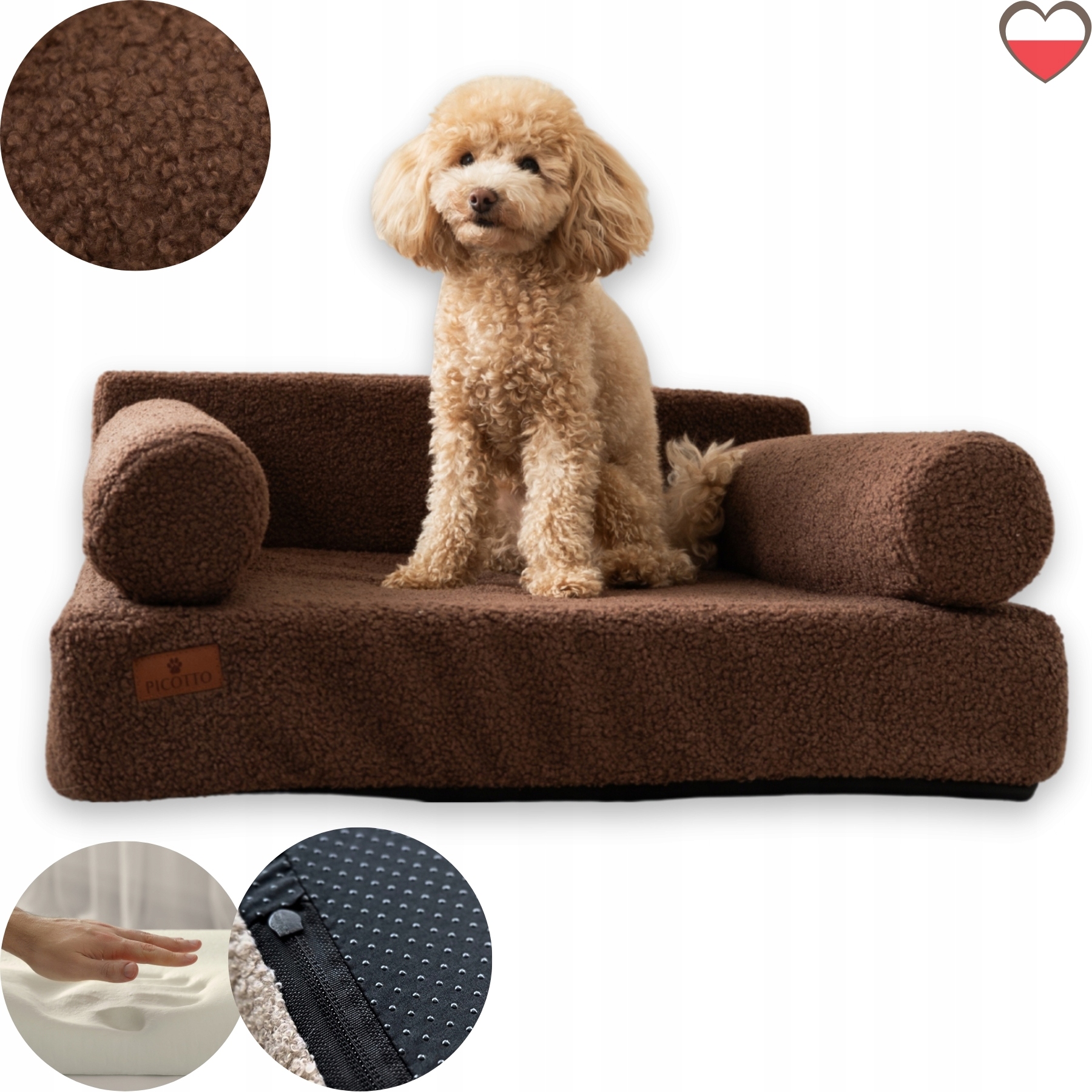 Pelíšek Boucle Brown S 50x60 ortopedické Picotto