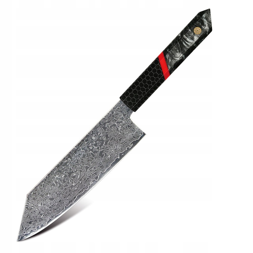 Damaškový kuchynský nôž Zankuro Cleaver/Čierna/Červená KP-37443