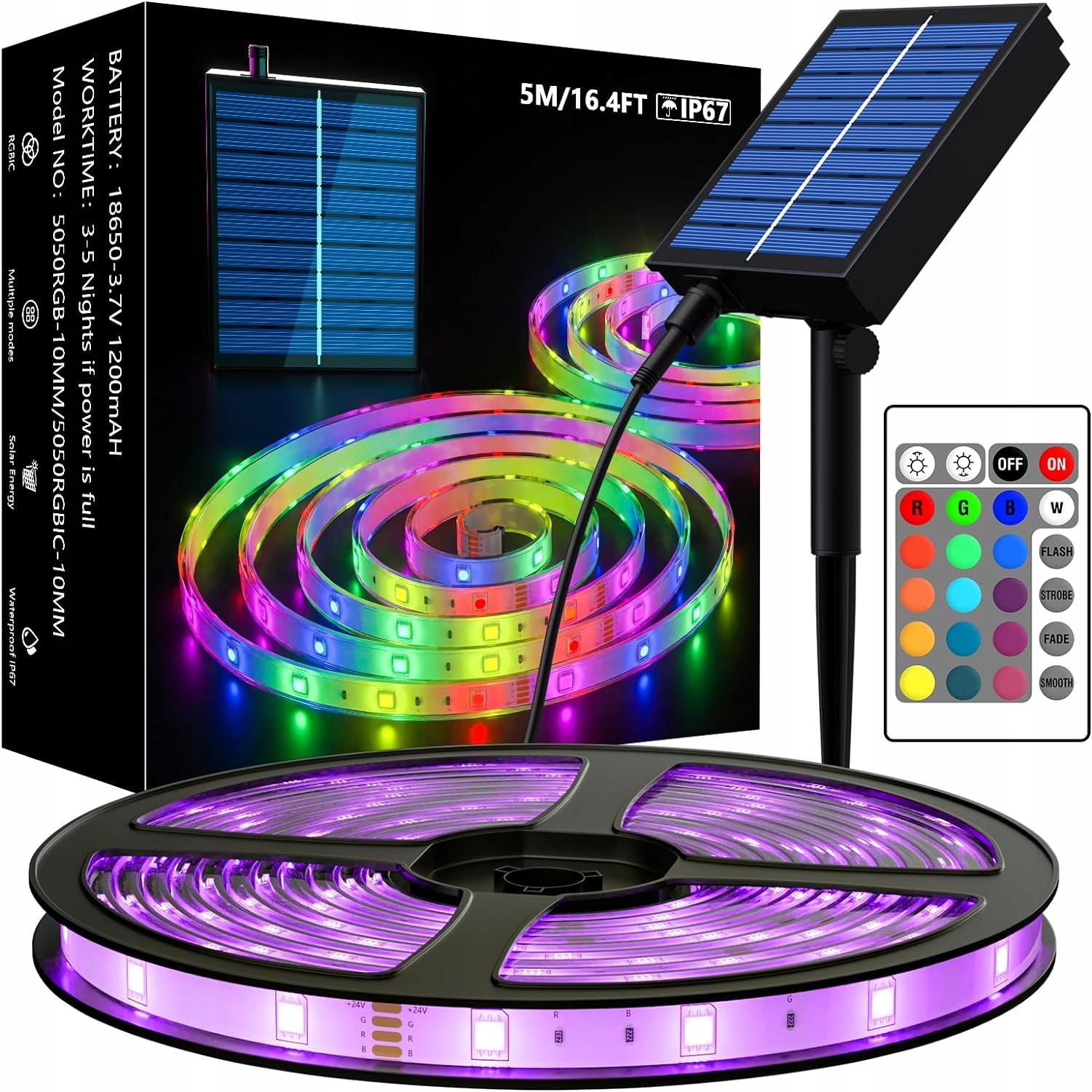 MIWATT 10M Solarne LED Paski Wielokolorowe 560 LED Pilot RF — miniatura 9