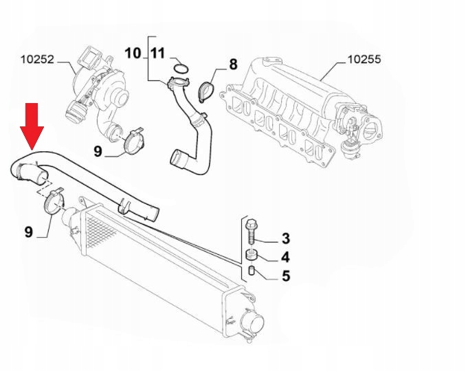 PRZEWOD RURA TURBO FIAT BRAVO II 1 9 D Multijet Part manufacturer GT Bergmann