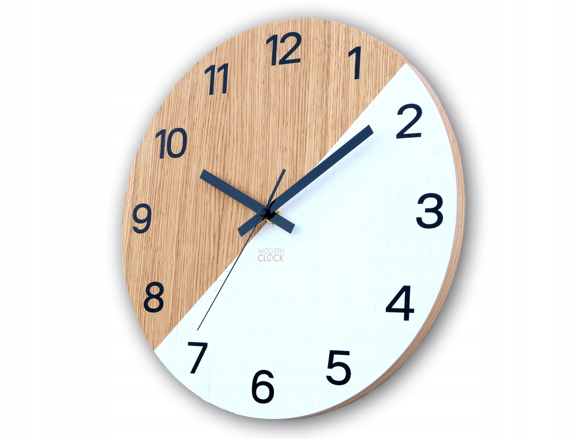 Zegar ścienny drewniany OKSFORD Biały 33cm Cichy Szerokość całkowita 33 cm