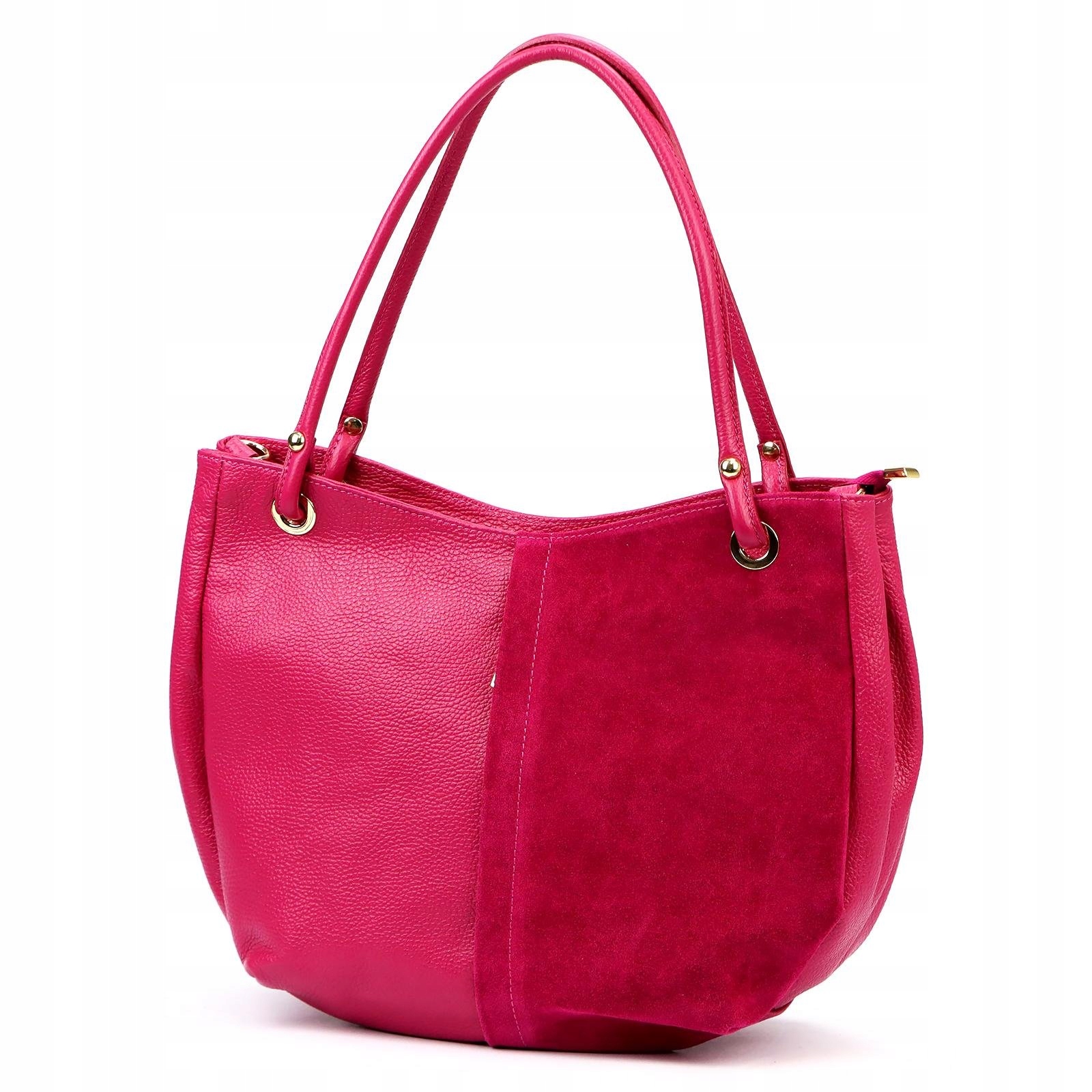 Dámská shopper kožená kabelka fuchsiová, do které se vejde A4 Luka