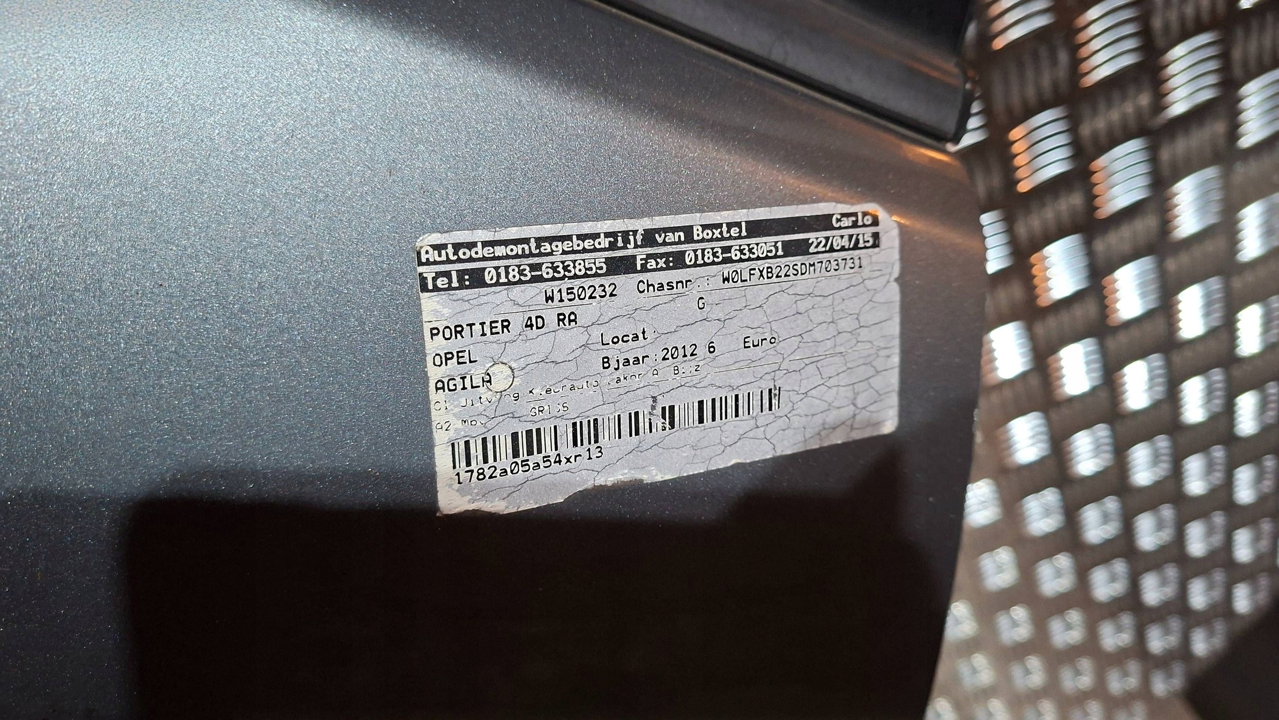 Tür heck rechts OPEL AGILA B 2008