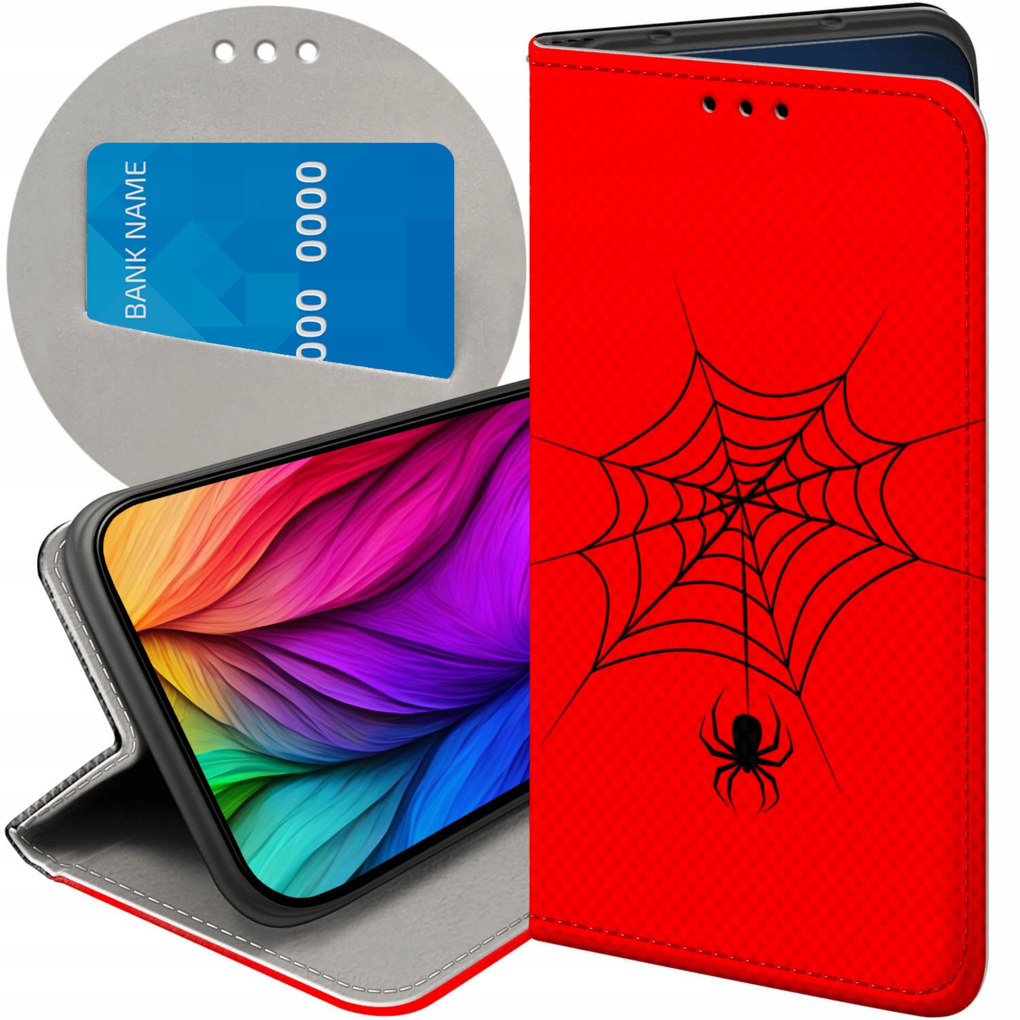 Etui Z Klapką Do Oppo A40 Pająk Spider Pajęczyna Futerał Pokrowiec