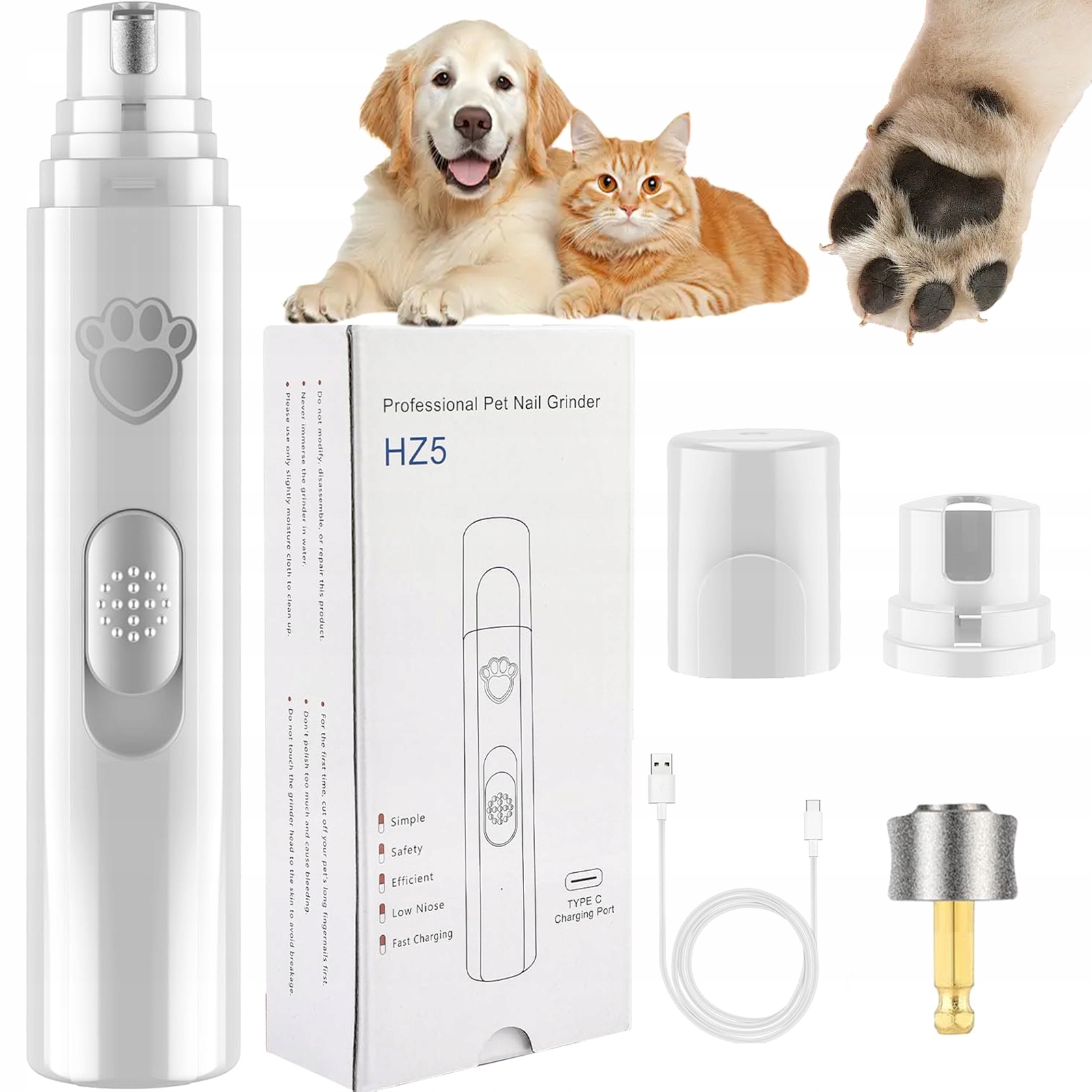 Levně Elektrický Kleštičky Na Nehty, Bílý Pilník, Bruska Pro Psa, Kočku