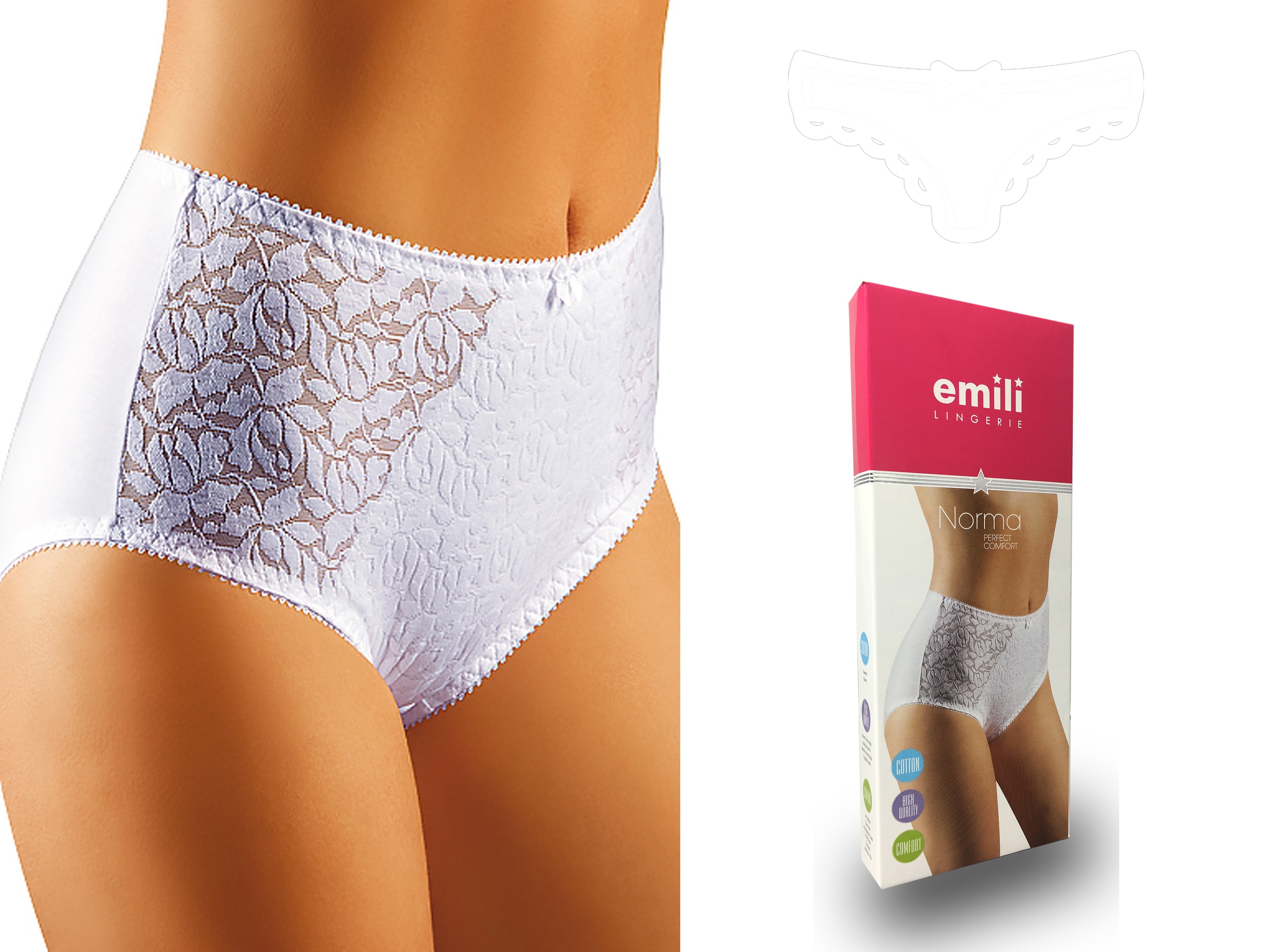 

Emili Norma Koronkowe Figi Bawełna biały 3XL