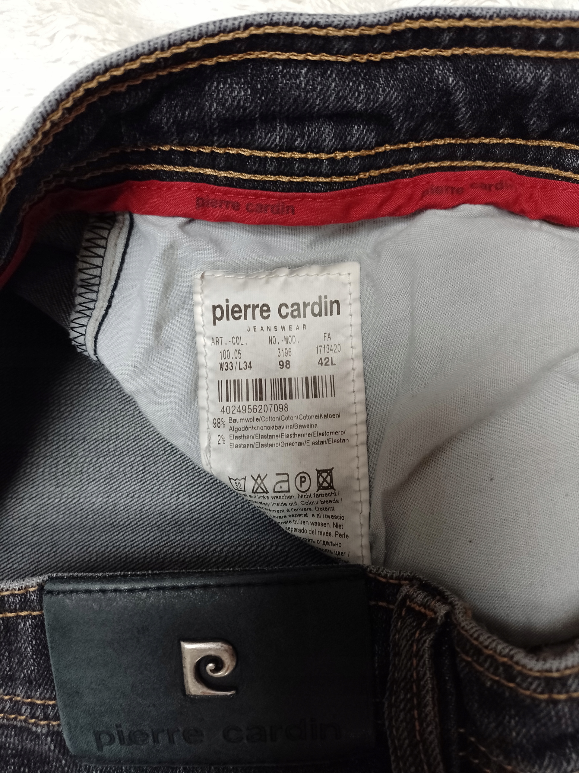 Spodnie jeans męskie Pierre Cardin 33/34 czarne Rozmiar 33/34