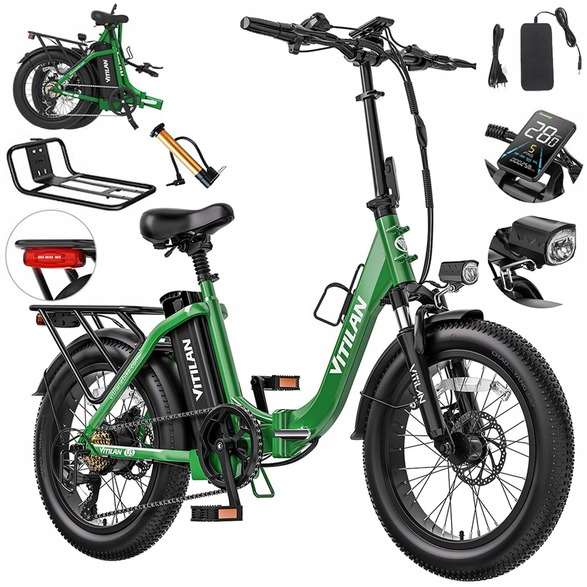 Vitilan U3 Skládací elektrický městský 750W 48V 13AH 45KM/H 120KM 20"*3.0"