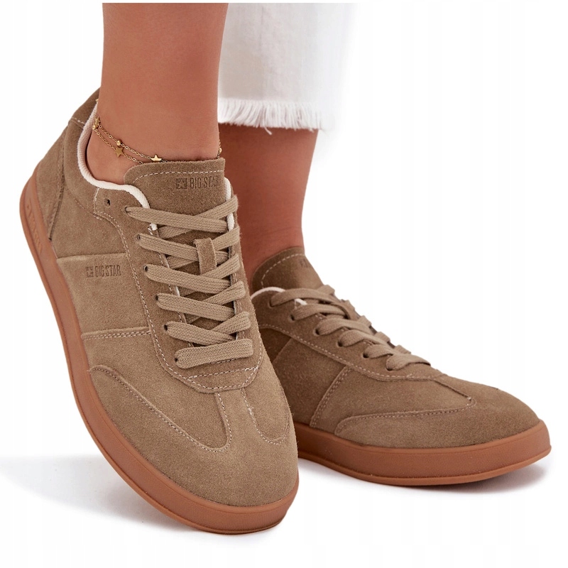 Dámské Semišové Tenisky Big Star SS274675 Hi-poly Systém Béžové 37