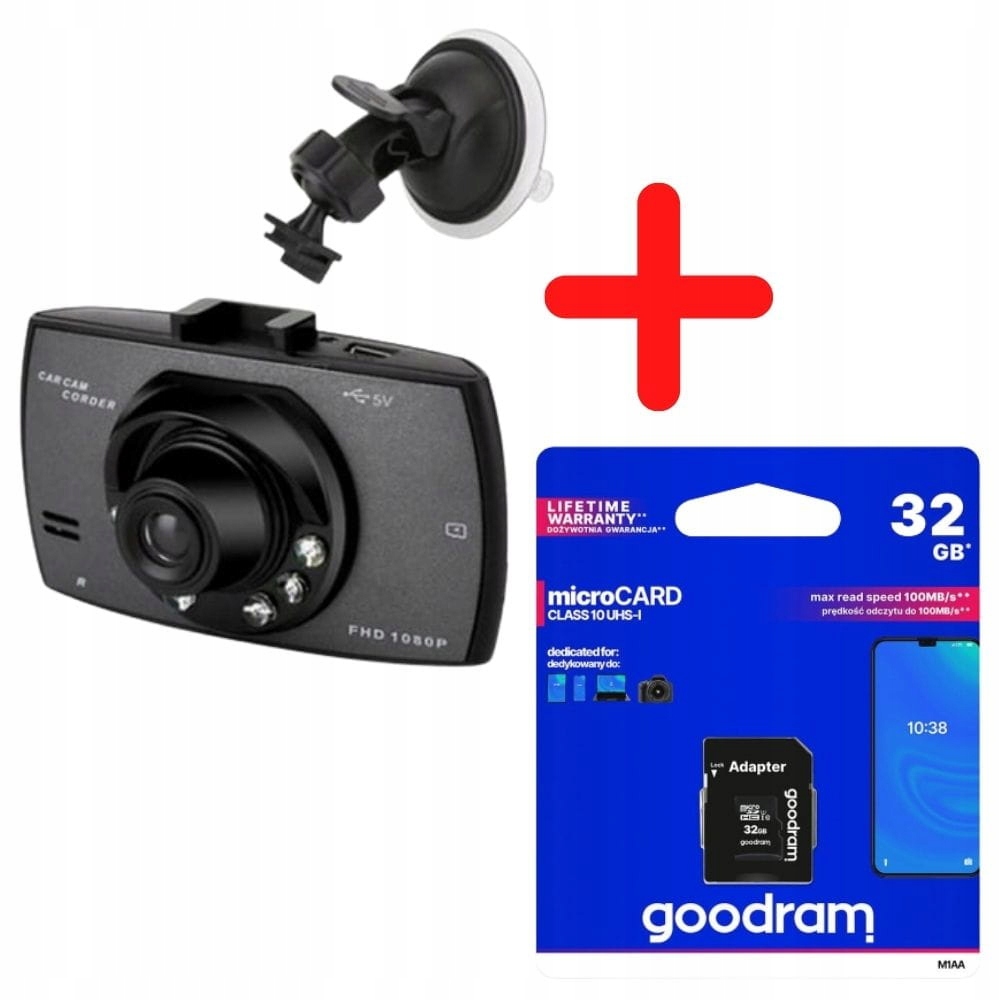 WIDEOREJESTRATOR KAMERA SAMOCHODOWA DO AUTA + 32GB