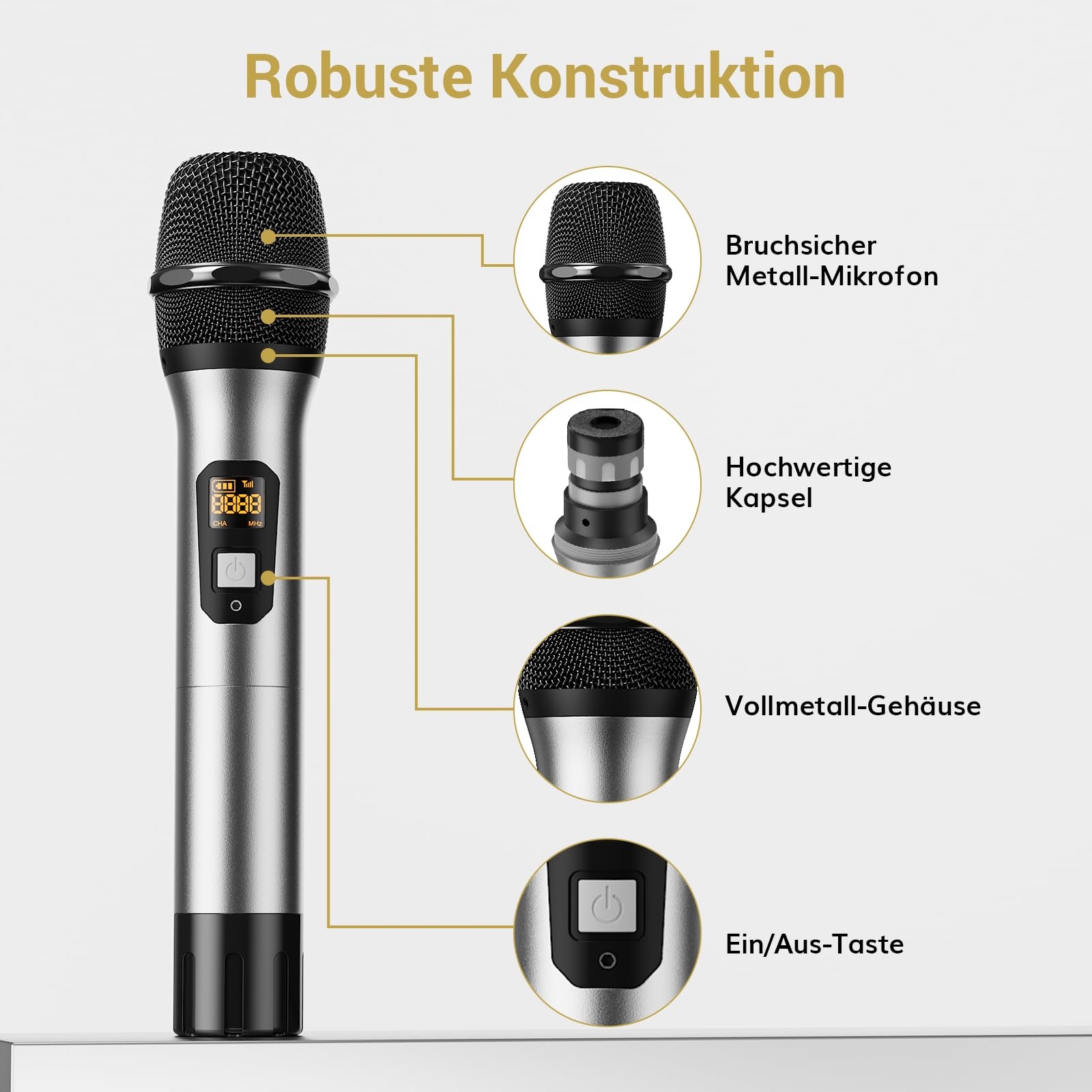 TONOR Mikrofon Bezprzewodowy UHF Dual Karaoke DJ Kościół Spotkania 60m — miniatura 4