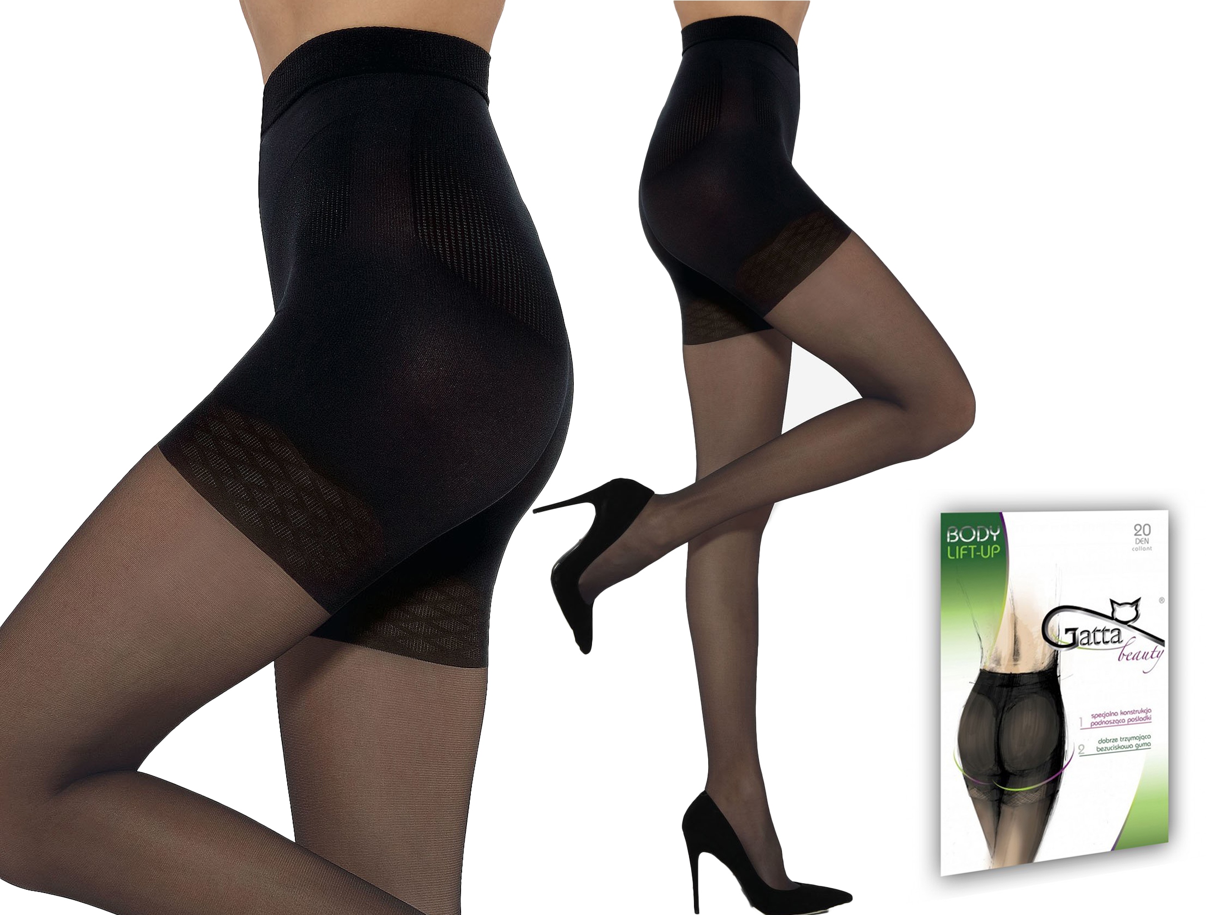 

Gatta Body Lift-Up rajstopy, push up, nero, 2-S