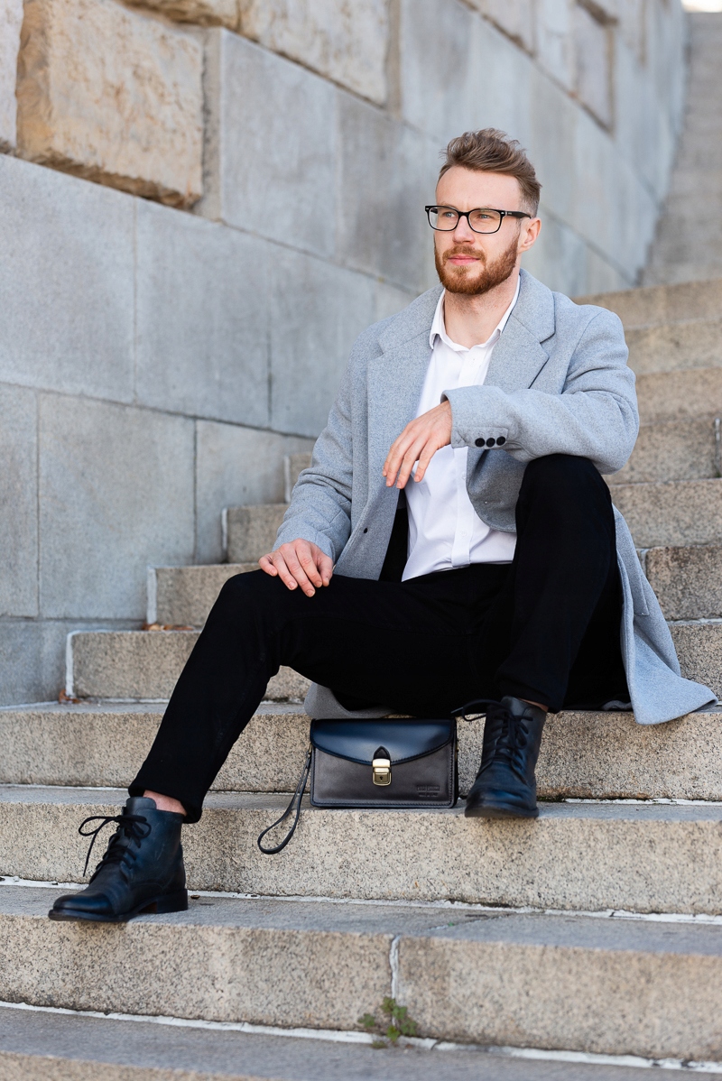 KLASYCZNA SKÓRZANA SASZETKA MĘSKA N06-BL Marka Paolo Peruzzi