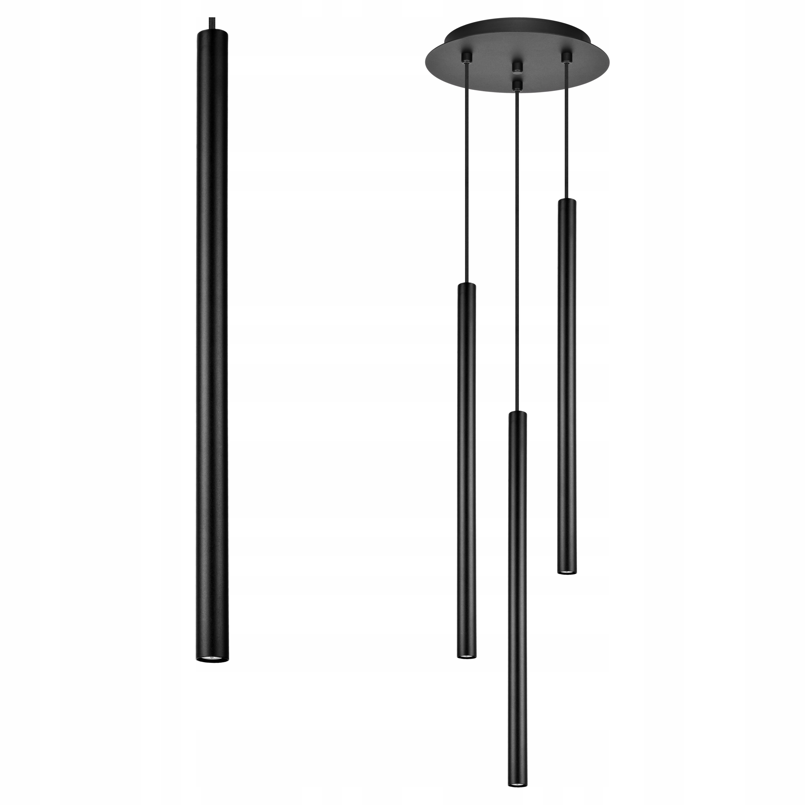 Lampa Wisząca Czarna Sople Tuba Spoty Reflektory Loft Nowoczesna Industrial