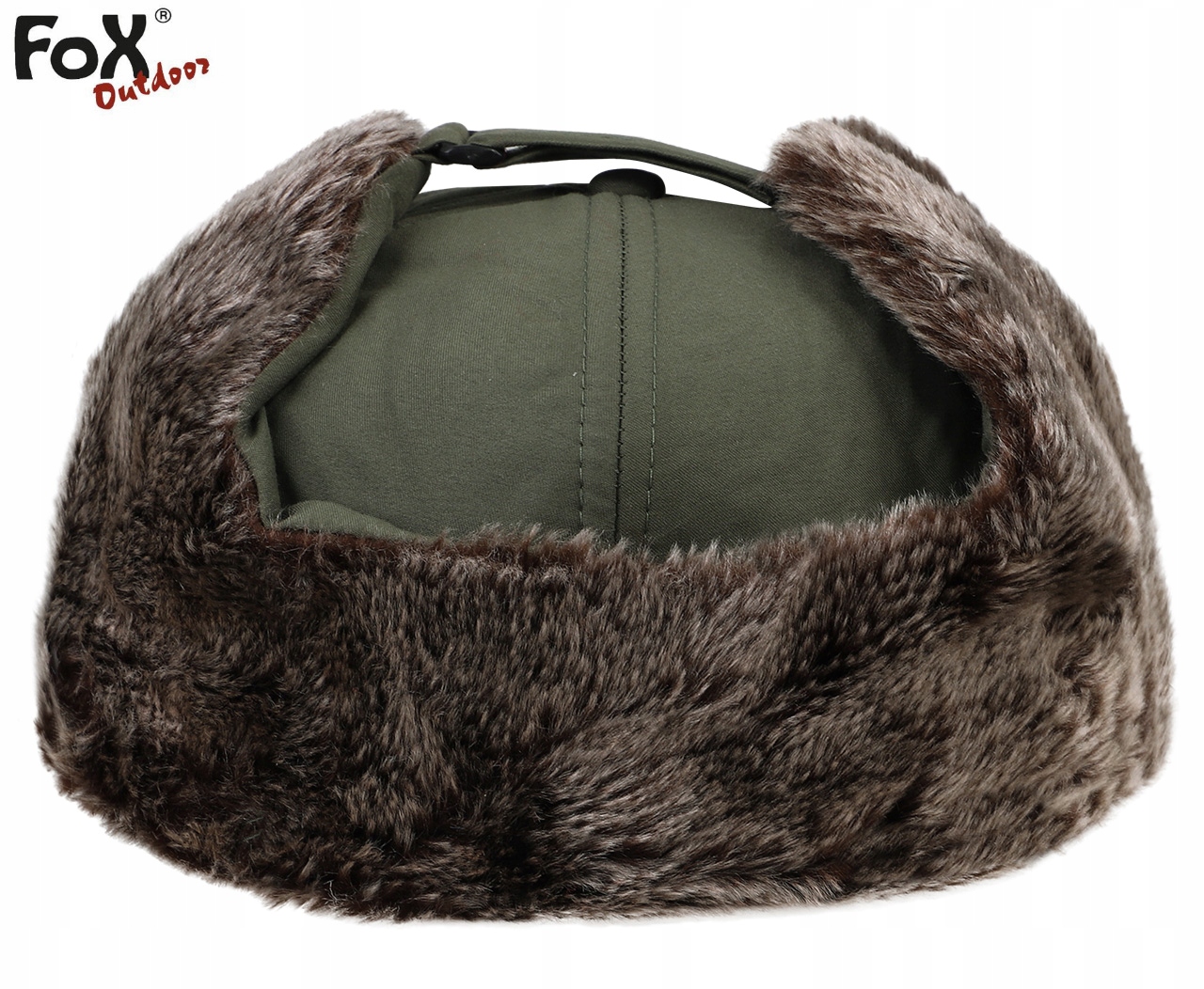 CZAPKA USZATKA ZIMOWA MĘSKA FOX TRAPPER OLIVE Cechy z daszkiem