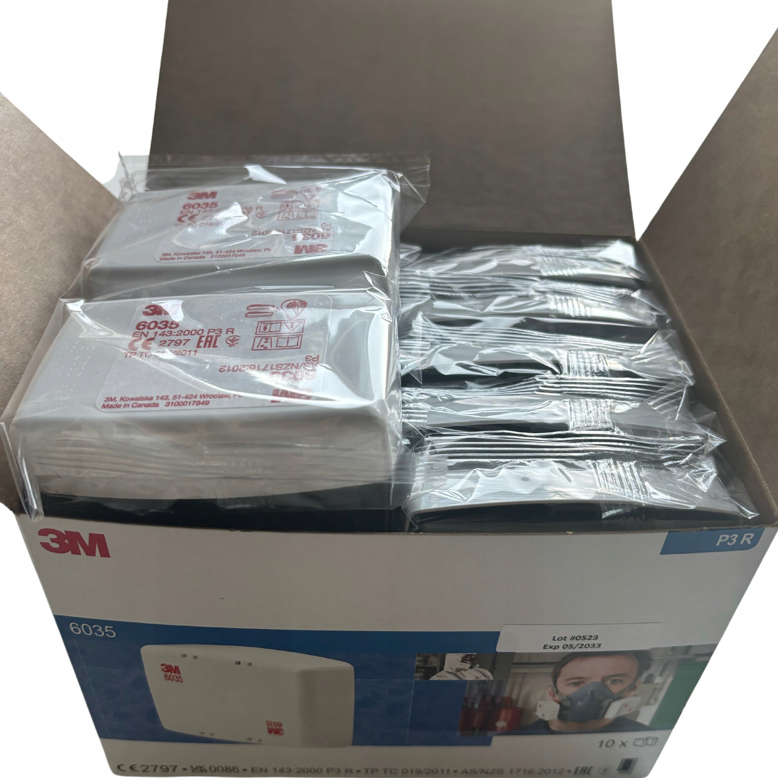 2 SZT 3M FILTR CZĄSTEK STAŁYCH 6035 PRZECIWPYŁOWY P3 3M ORYGINAŁ Marka 3M
