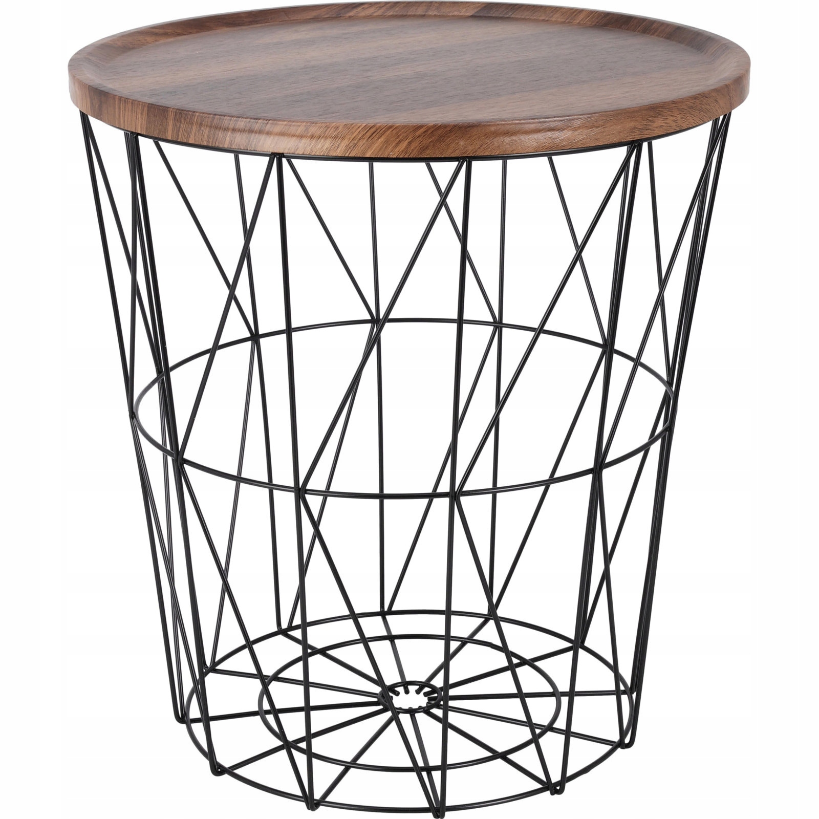 Odkládací Stolek Kovový S Košem Mdf 37 X 39 CM Písková Hnědá