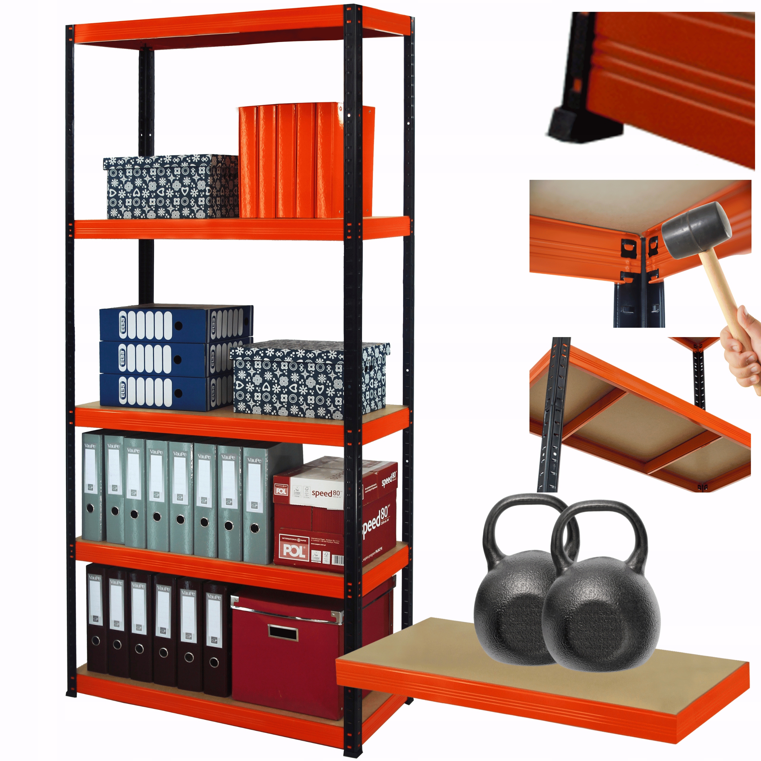 Kovový skladový regál Helios 213x110x45 cm 5Px275 kg 300TYS Komb