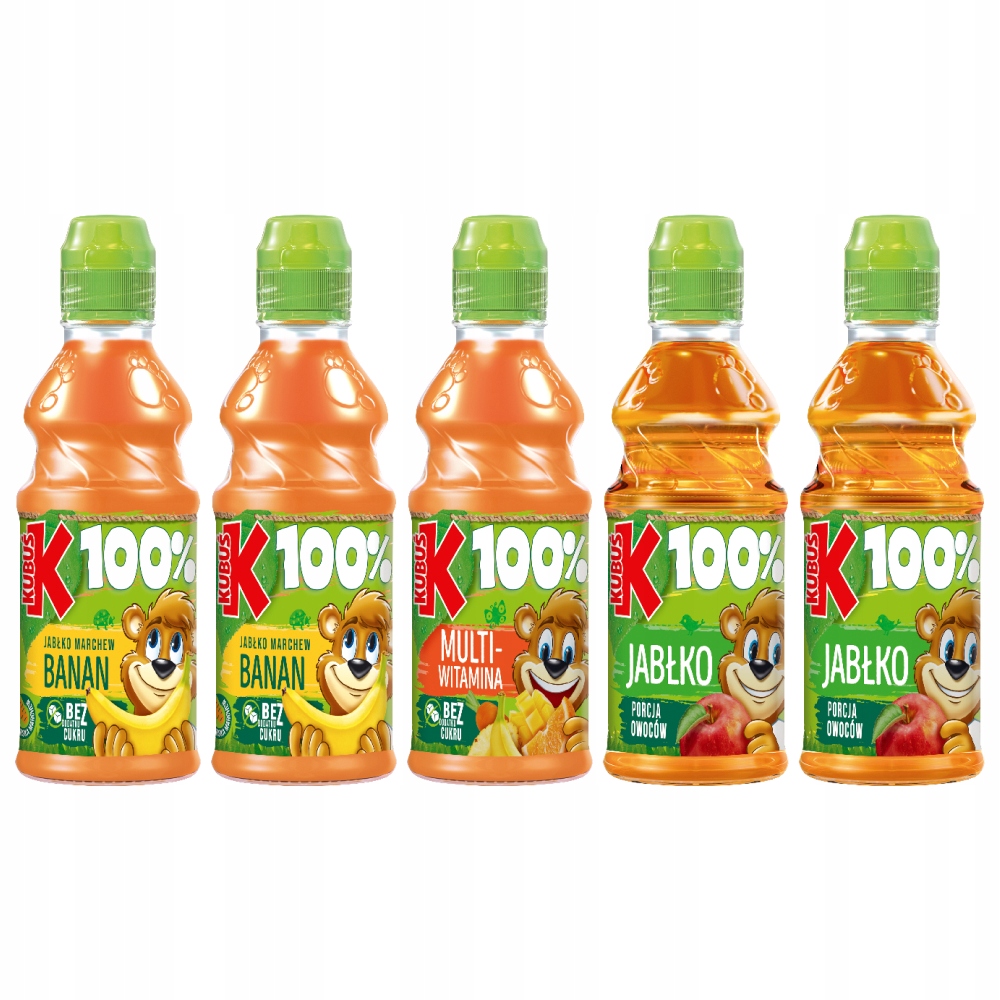 Sok 100% Kubuś Jabłko Multiwitamina Banan 5x 300ml