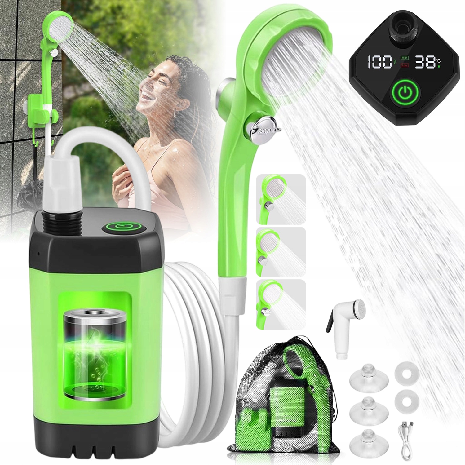 Přenosná Led Turistická Sprcha Kempingová Sprchový Set 6000 Mah