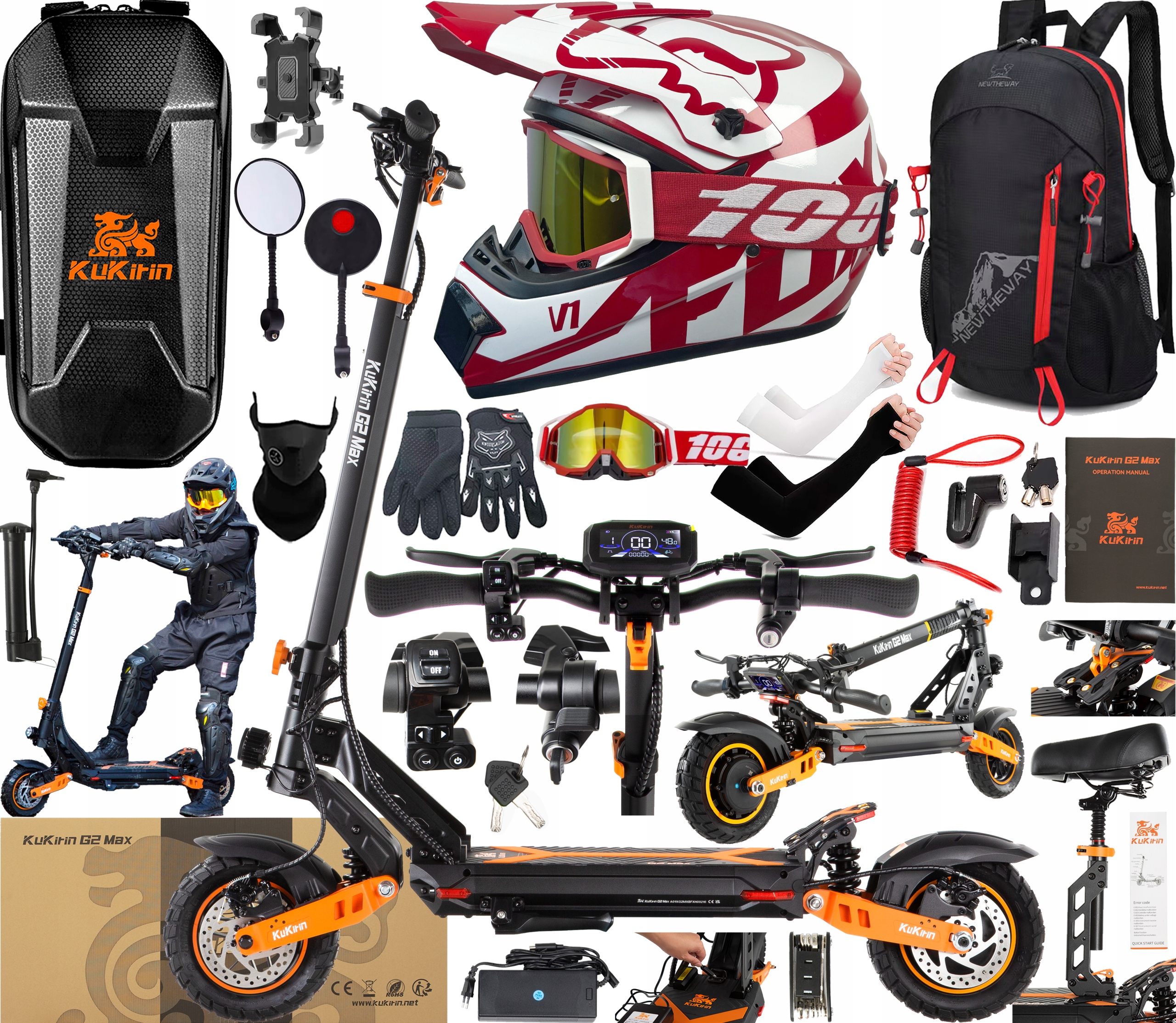 KuKirin G2 Max Elektrická vozidla 1000W 48V 20.8AH 55KM/H 70KM +10 Dárek