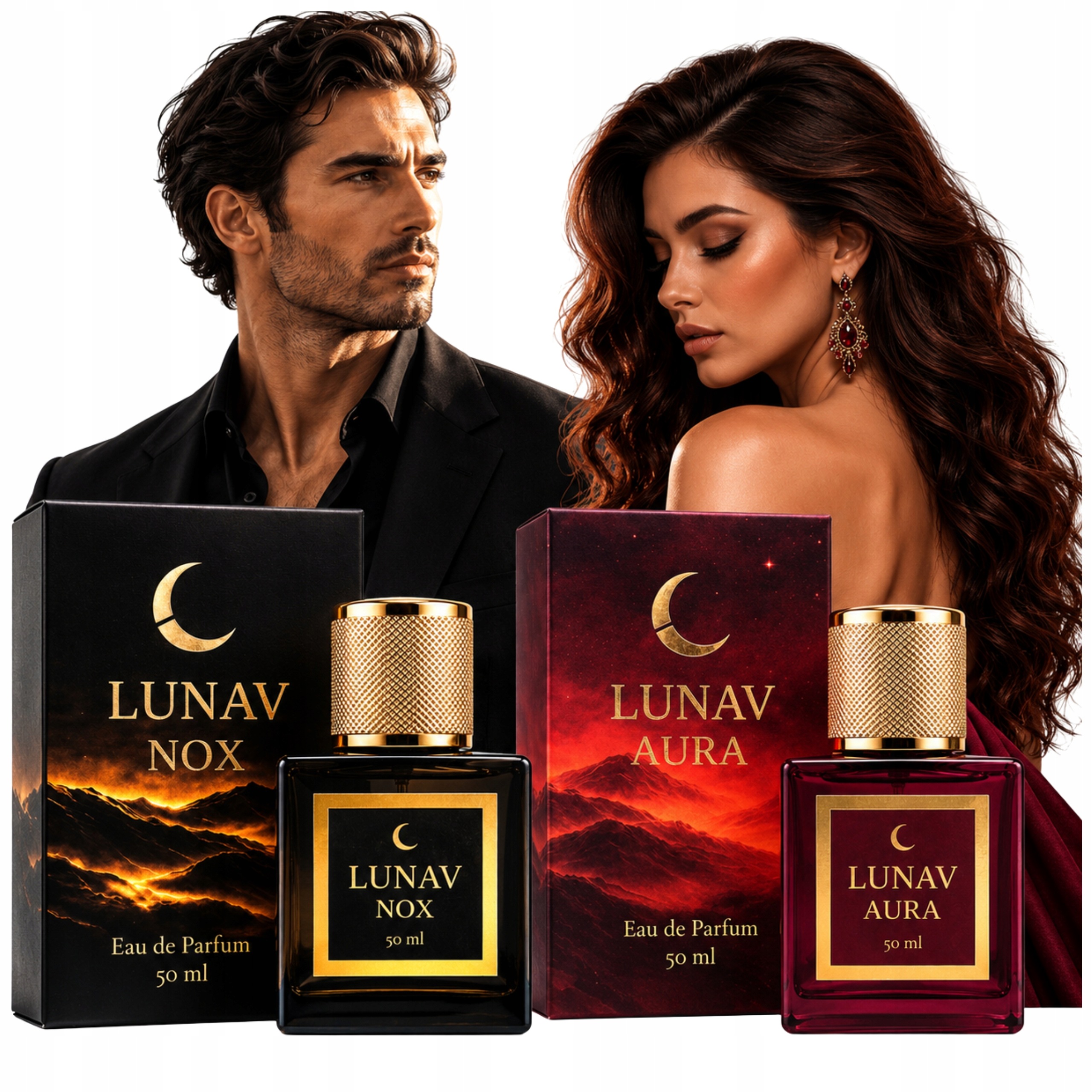 Perfumy Arabskie męskie damskie Lunav Nox+aura Trwałe Wyraziste Edp 2x50ml