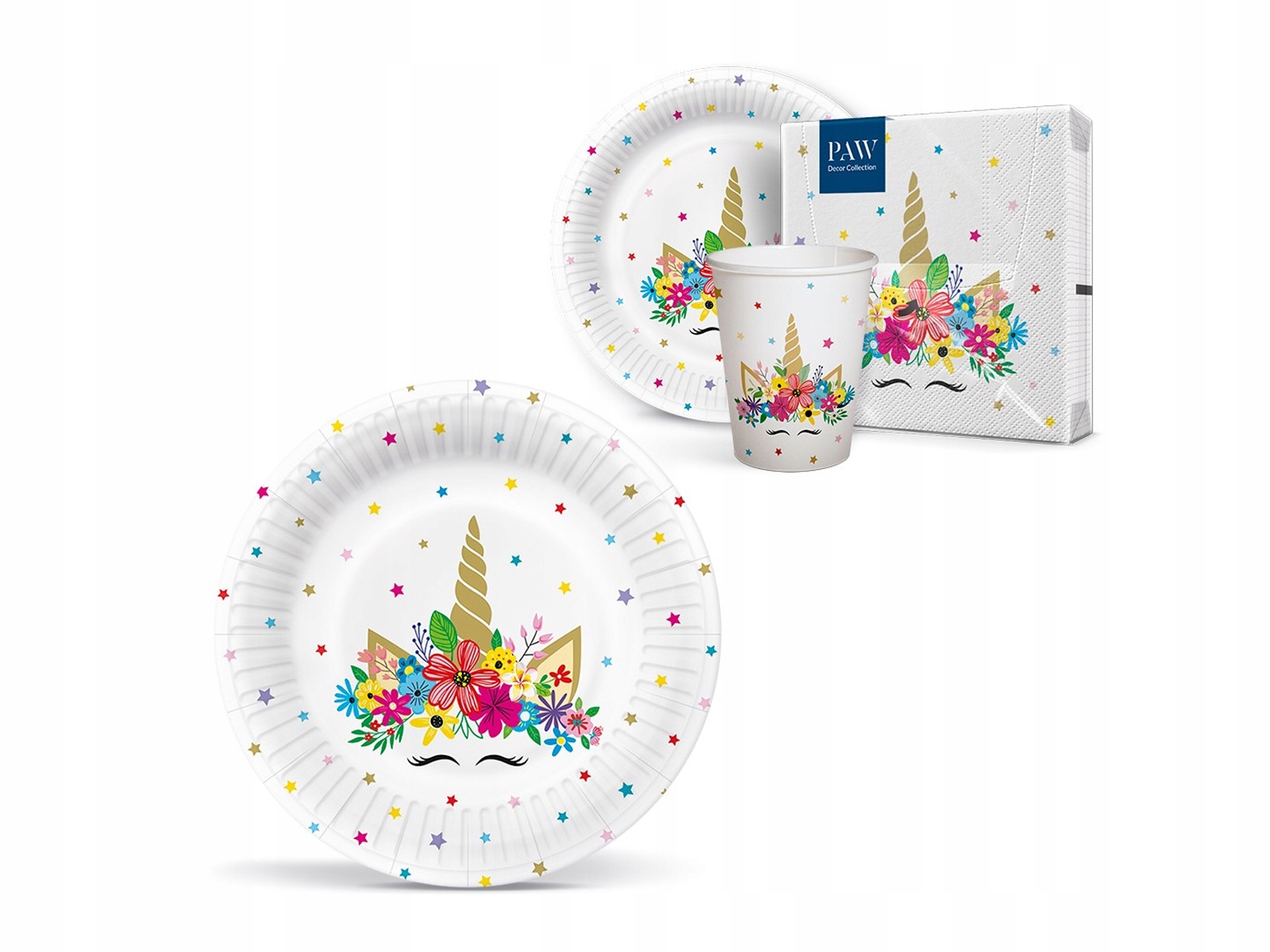 Kubeczki urodzinowe Jednorożec 250 ml 8 szt. Kolor biały