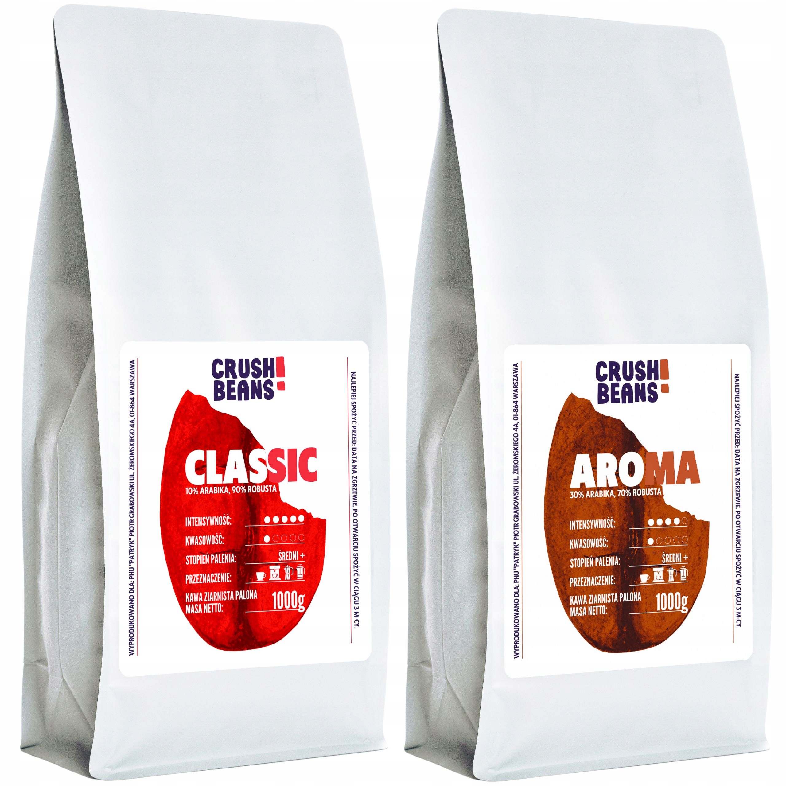 Levně Mletá káva 2kg Classic+aroma Crush Beans MIX