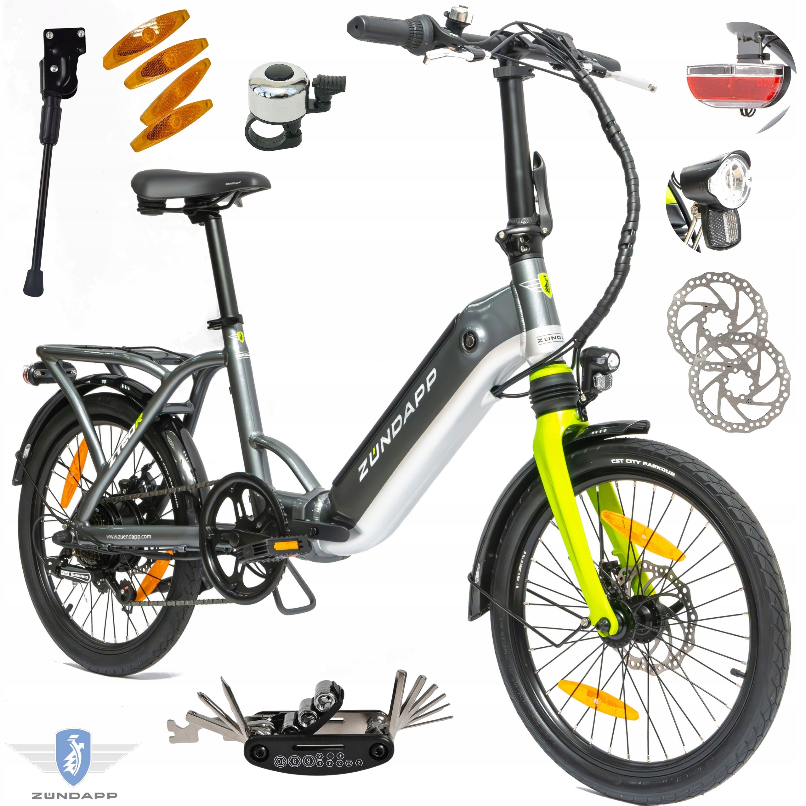 Elektryczny Rower Składany 20 Męski Damski Miejski Składak Alu Tarcze Bagaż