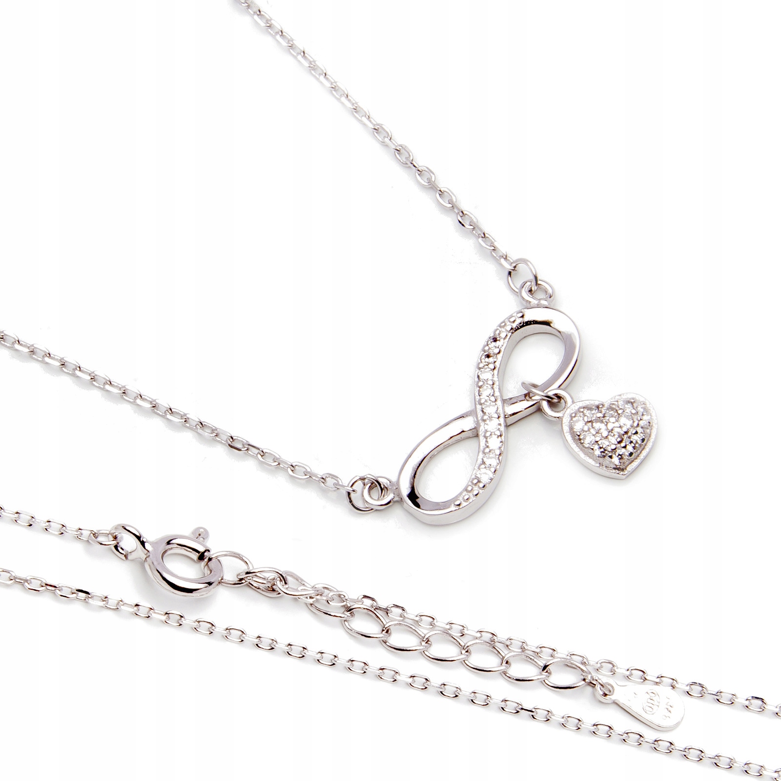 Stříbrný náhrdelník 925 nekonečno srdce ankr