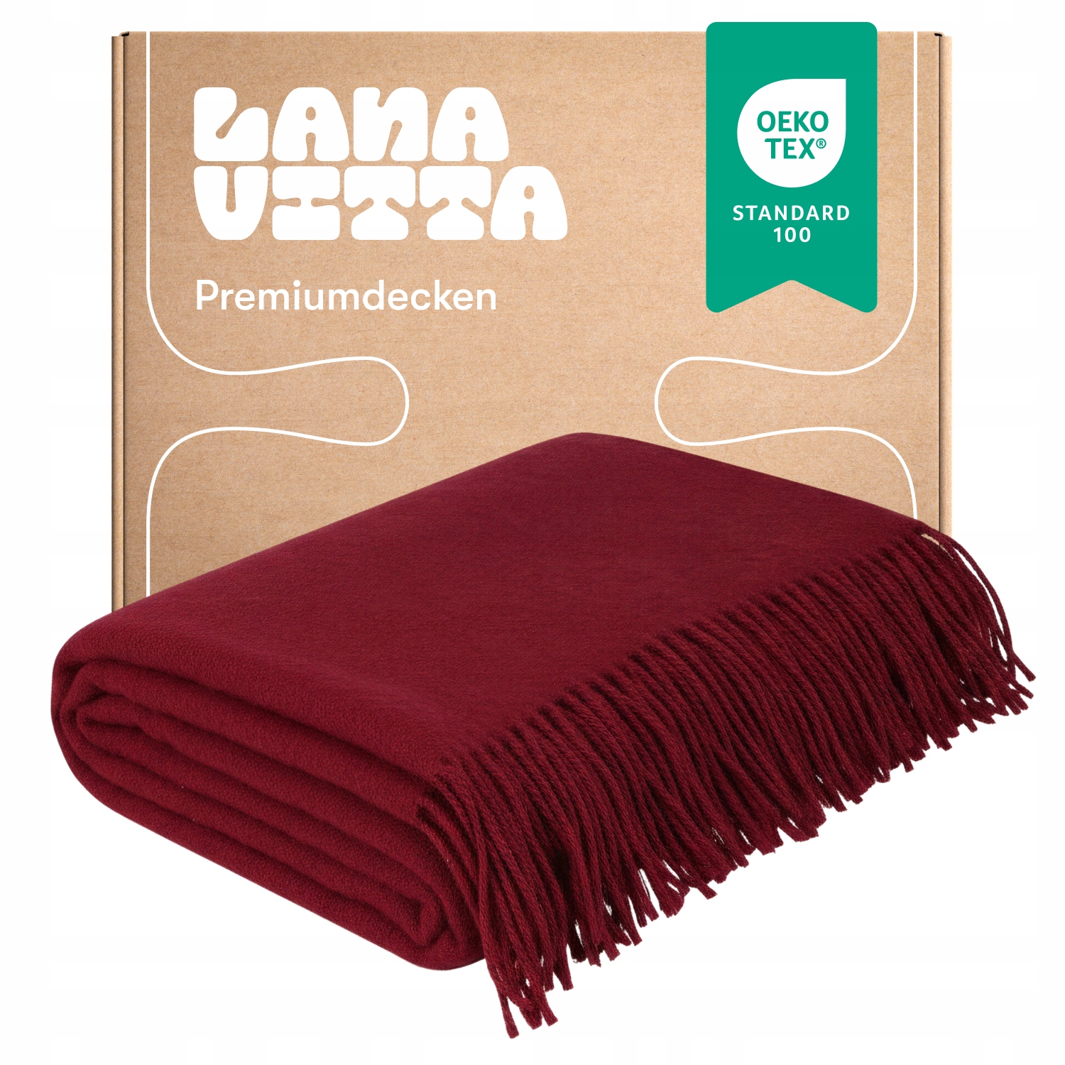 Vlněná deka Teplá rouno 100% Novozélandská vlna Tmavě červená 140×200 cm