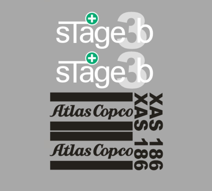 Samolepky Atlas Copco Xas 186 Stage 3B