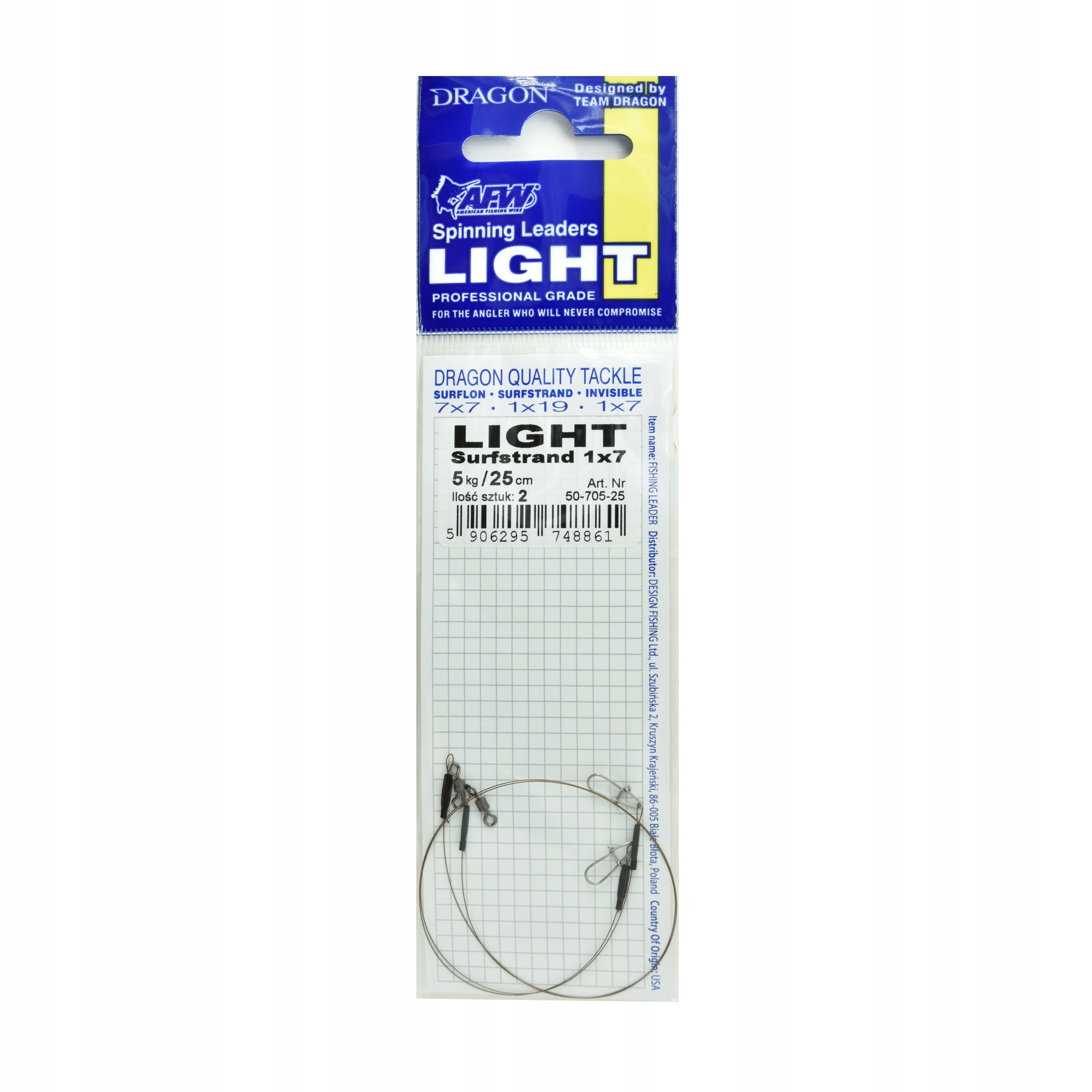 Przypon Dragon 1x7 Surfstrand 5kg 25cm op.2szt.