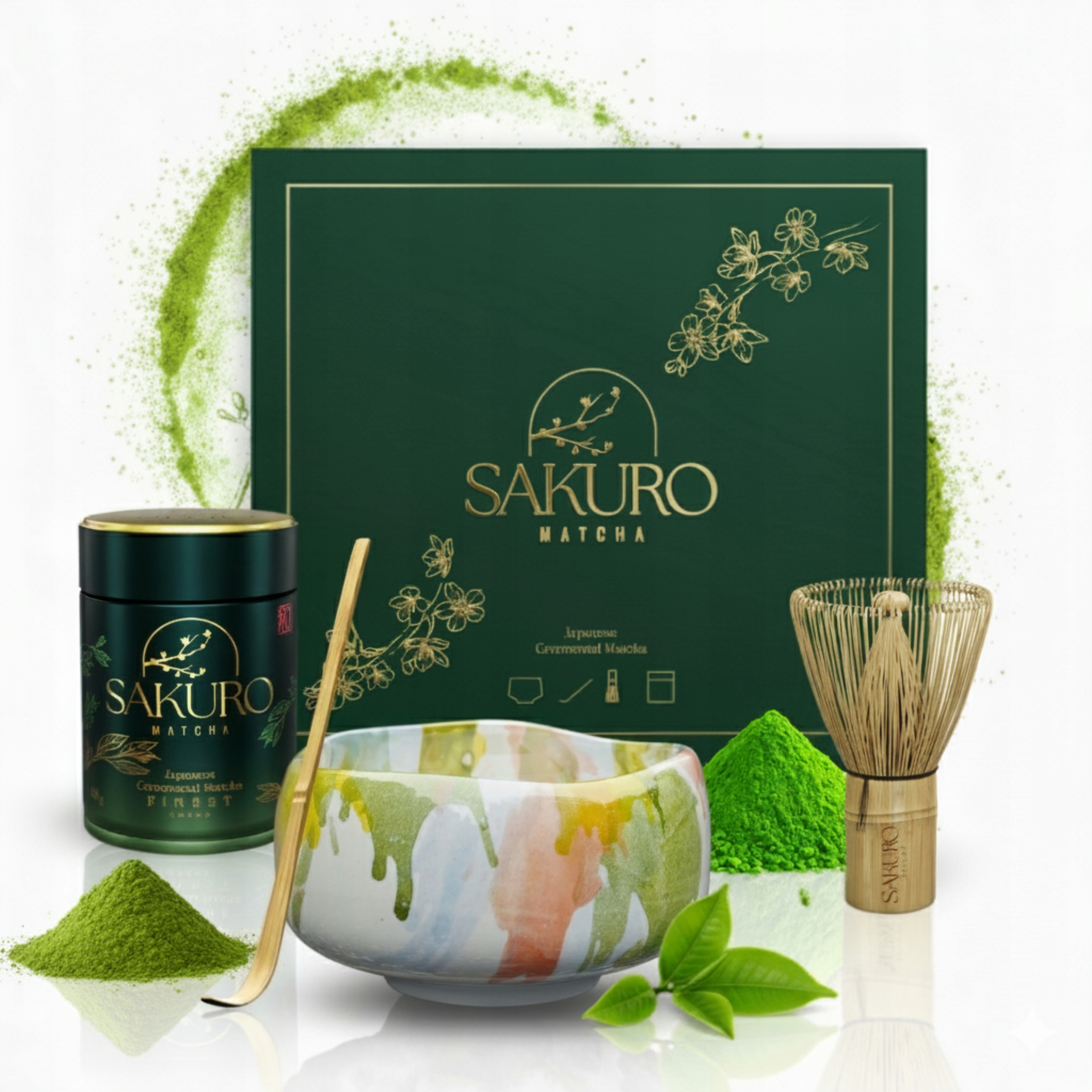 Levně Startovací Sada Dárková sada pro přípravu Matcha, Japonská Bio Premium Sakuro 40g