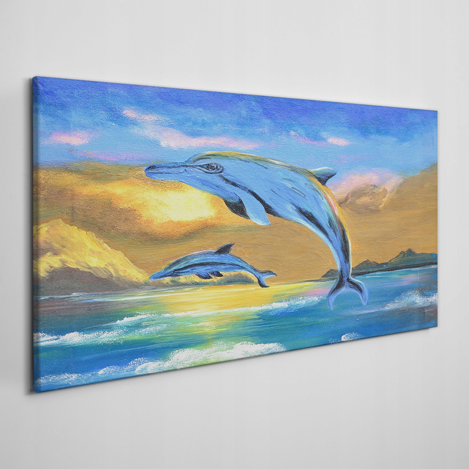 

Obraz ścienny na płótnie Delfiny słońce 100x50 cm
