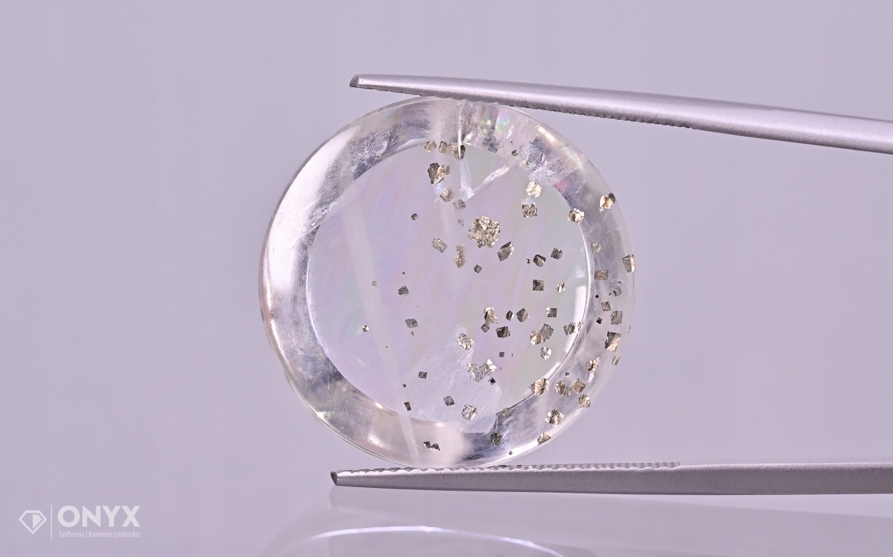 Křemen s pyritem konvexní destička kulatá fi 21 mm