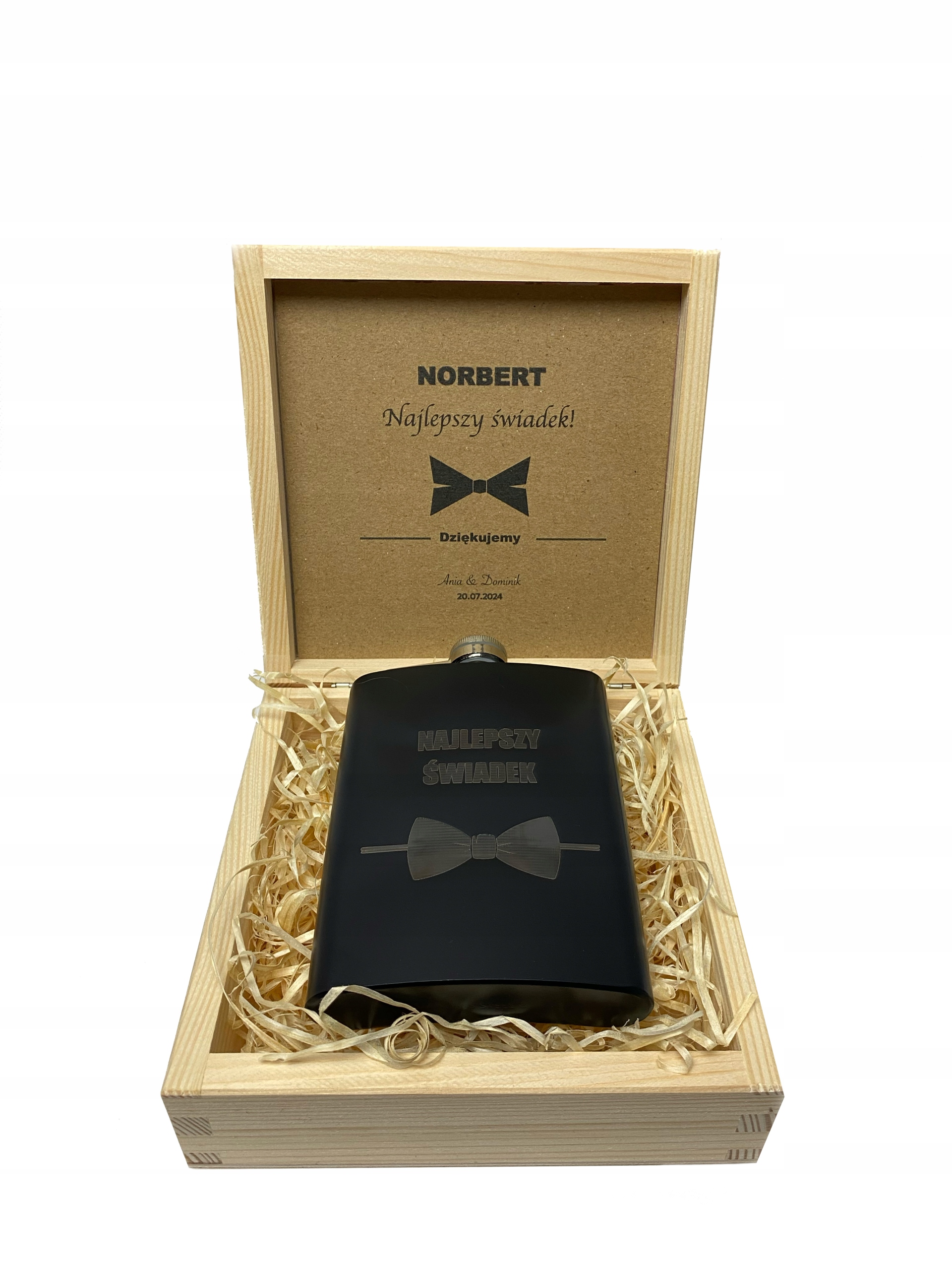 PODZIĘKOWANIE DLA ŚWIADKA PIERSIÓWKA GRAWER BOX SKRZYNKA PREZENT ŚLUB