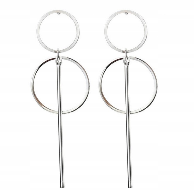 

Kolczyki Stylowe Długie Kółka Słupki srebrne K198
