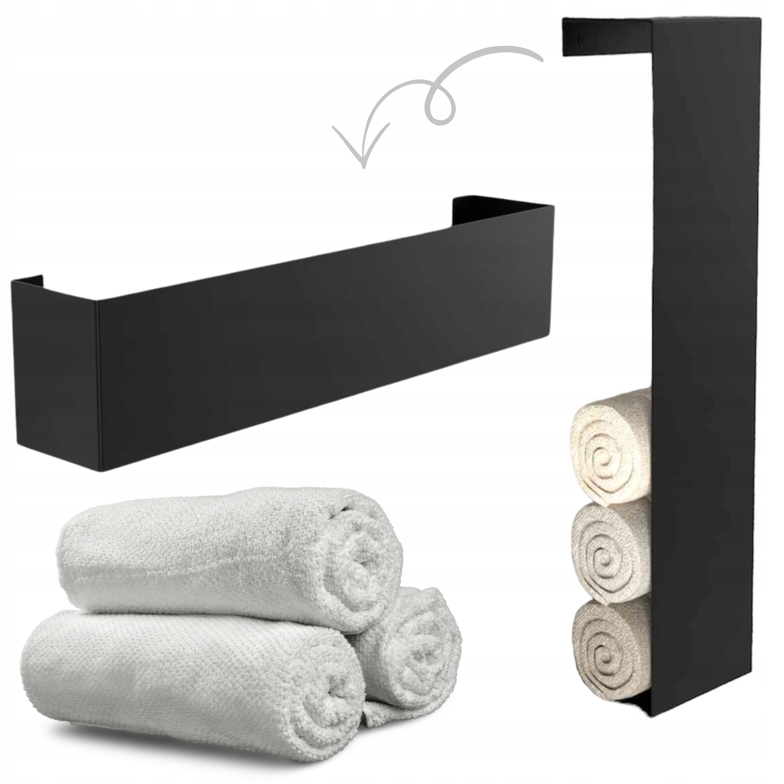Věšák Na Ručníky Do Koupelny Aura Černý Kov Horizontální Vertikální Pl Produkt