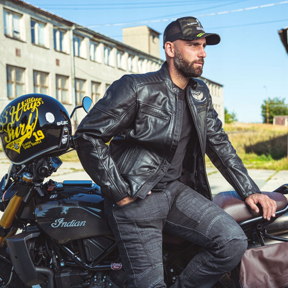 MĘSKA SKÓRZANA KURTKA MOTOCYKLOWA W-TEC, ROZM. 3XL Materiał skóra