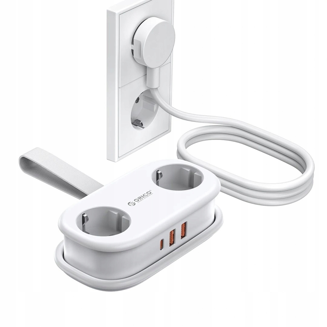 Listwa zasilająca Orico AP3 20W GaN 5w1 2x Ac 2x Usb-a 1x Usb-c biała