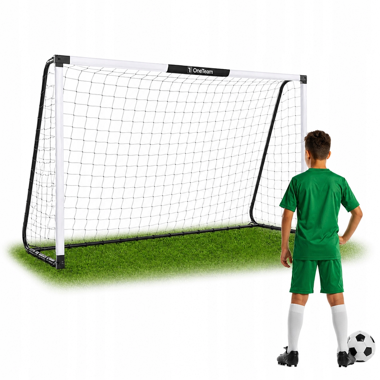 Bramka do piłki nożnej OneTeam One biała stal ocynkowana 300 x 160 x 90 cm